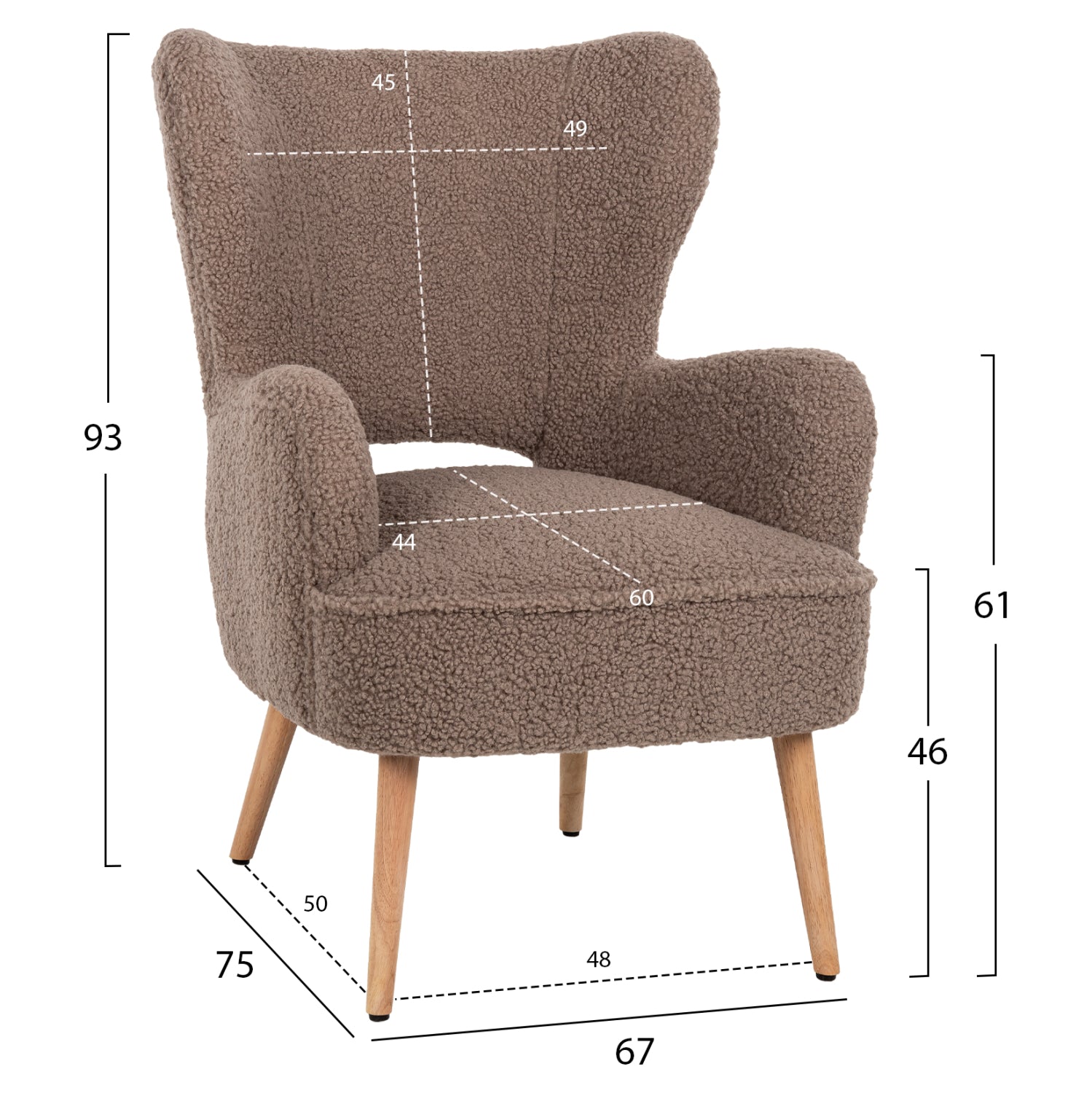 ФОТЬОЙЛ MYLIE ПЛАТ BOUCLE СВЕТЛО КАФЯВ ЦВЯТ 67x75x93Hсм.
