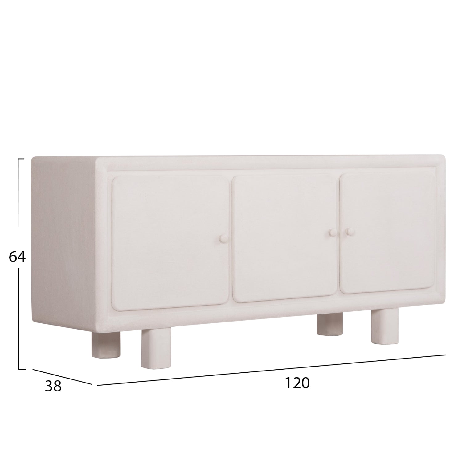 БУФЕТ СЕРИЯ SANTORINI MDF В ЦВЯТ ОФ-УАЙТ - 3 ВРАТИ 140x38x64Hсм.