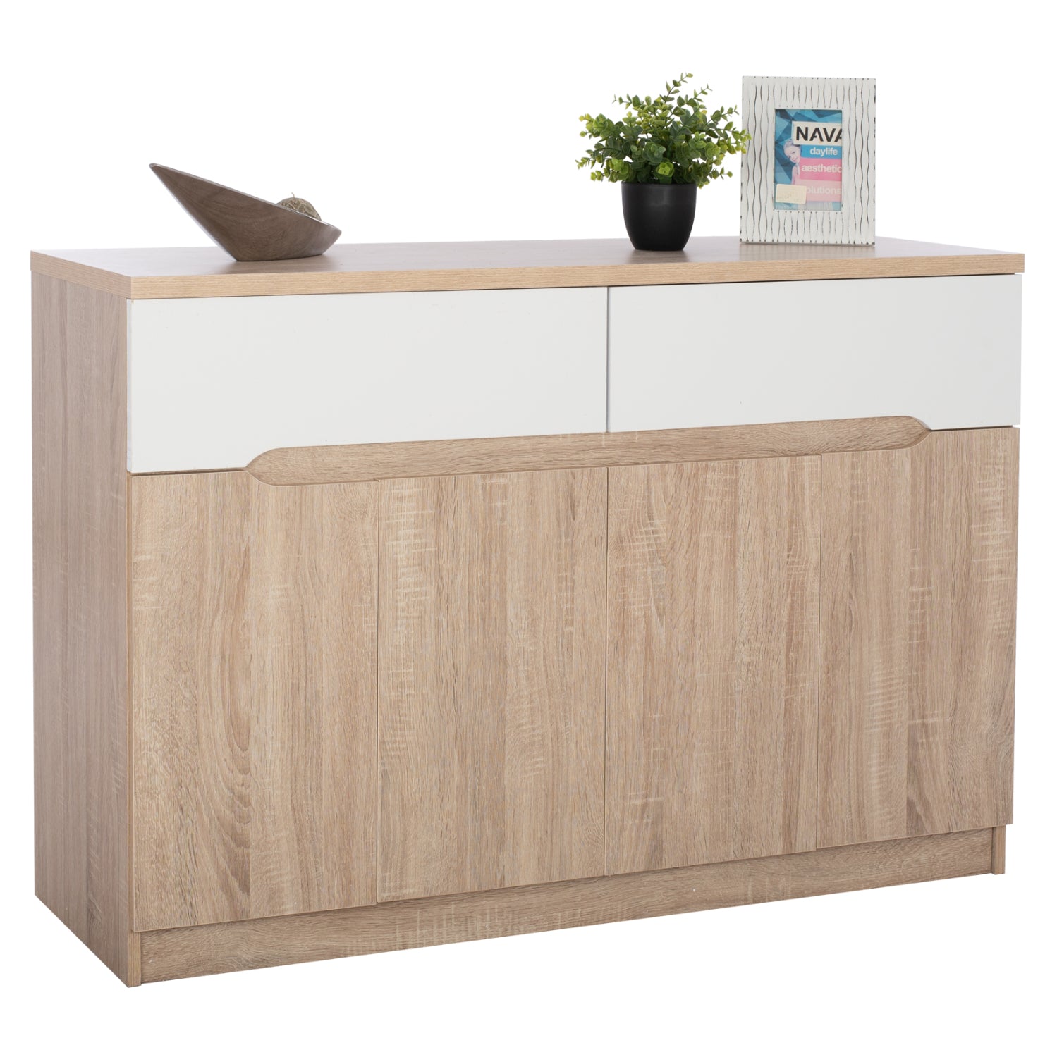 Буфет с 2 чекмеджета и 4 врати сонома 120x40x80см