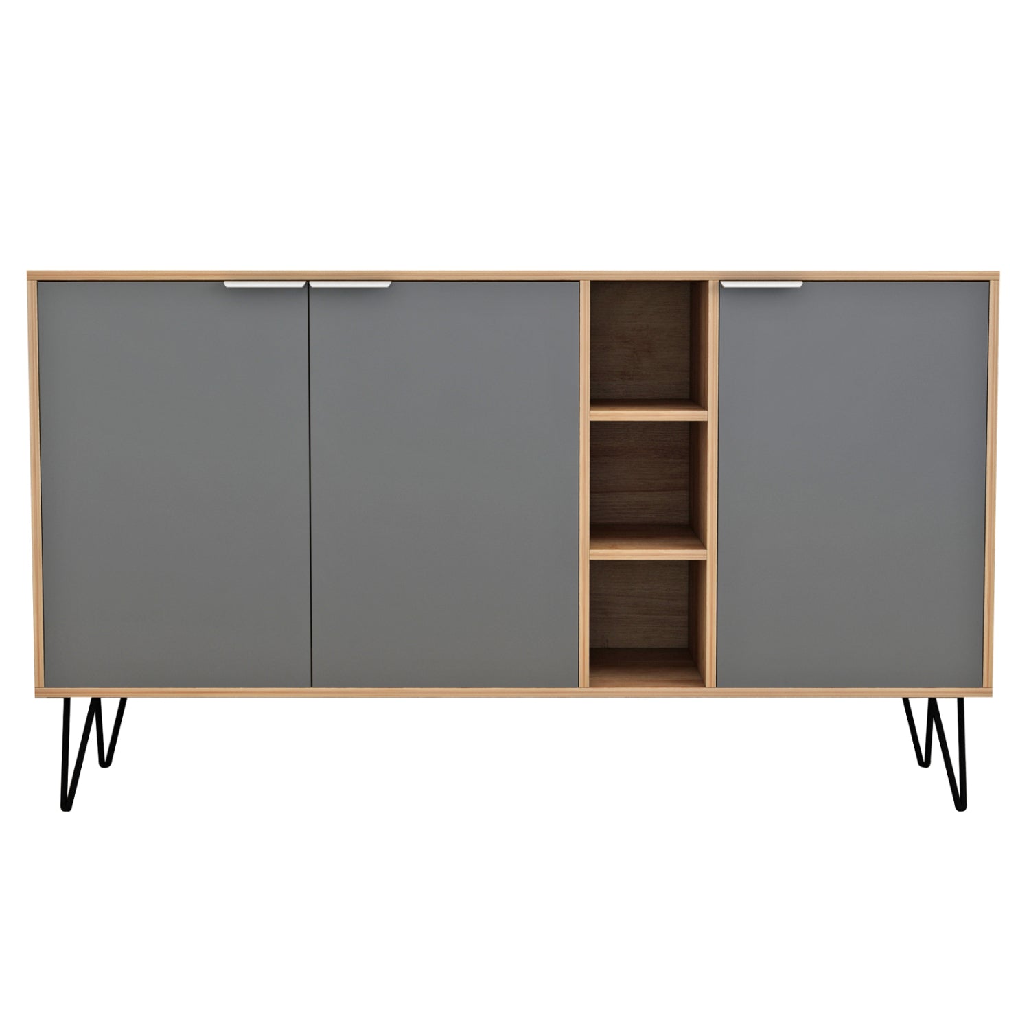 Скрин CABRON меламин в естествено-антрацит и черни метални крака 142X40X83Hсм.