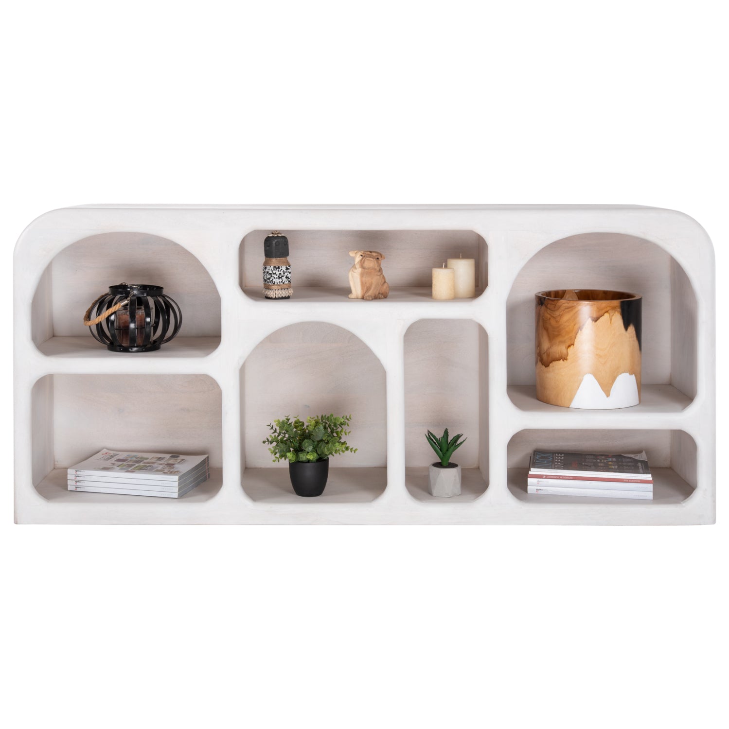Буфет HANDYR масивно дърво манго в бял цвят 165x35x75Hсм.