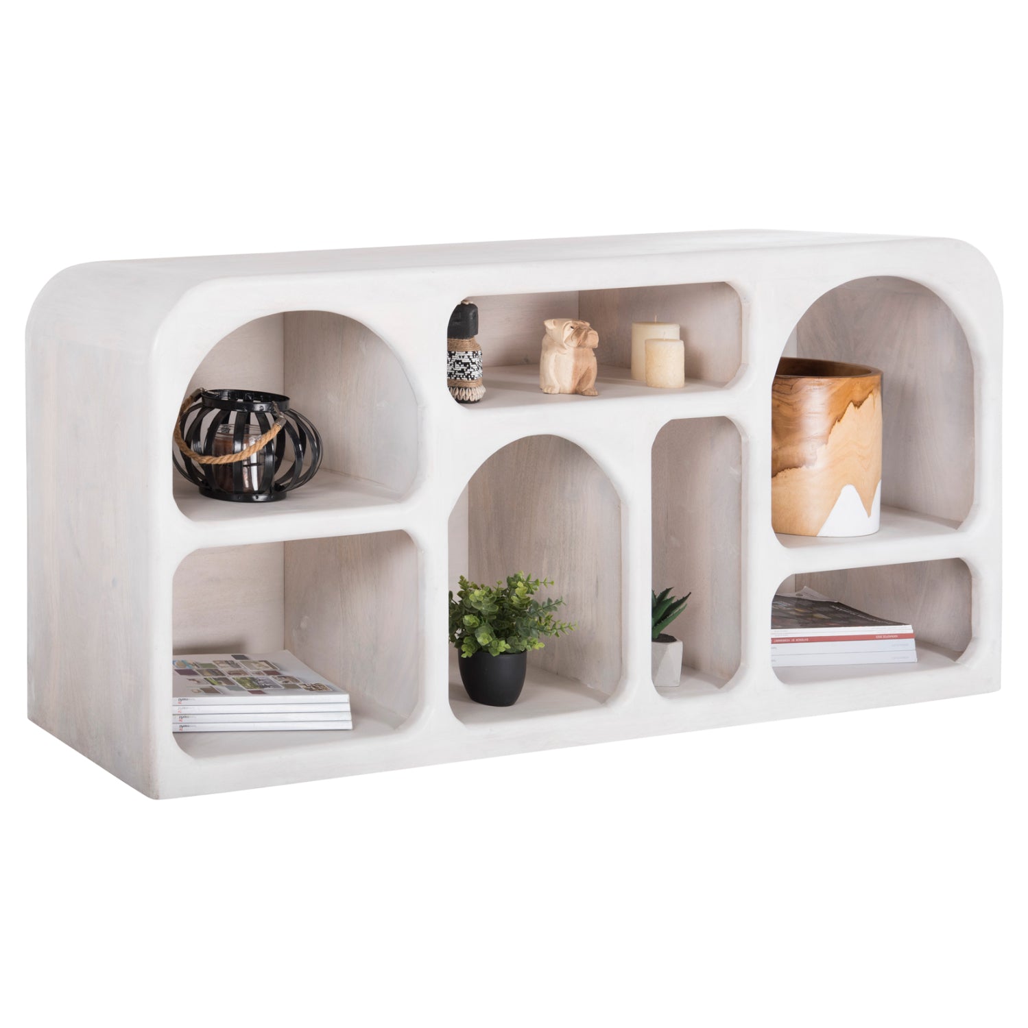 Буфет HANDYR масивно дърво манго в бял цвят 165x35x75Hсм.