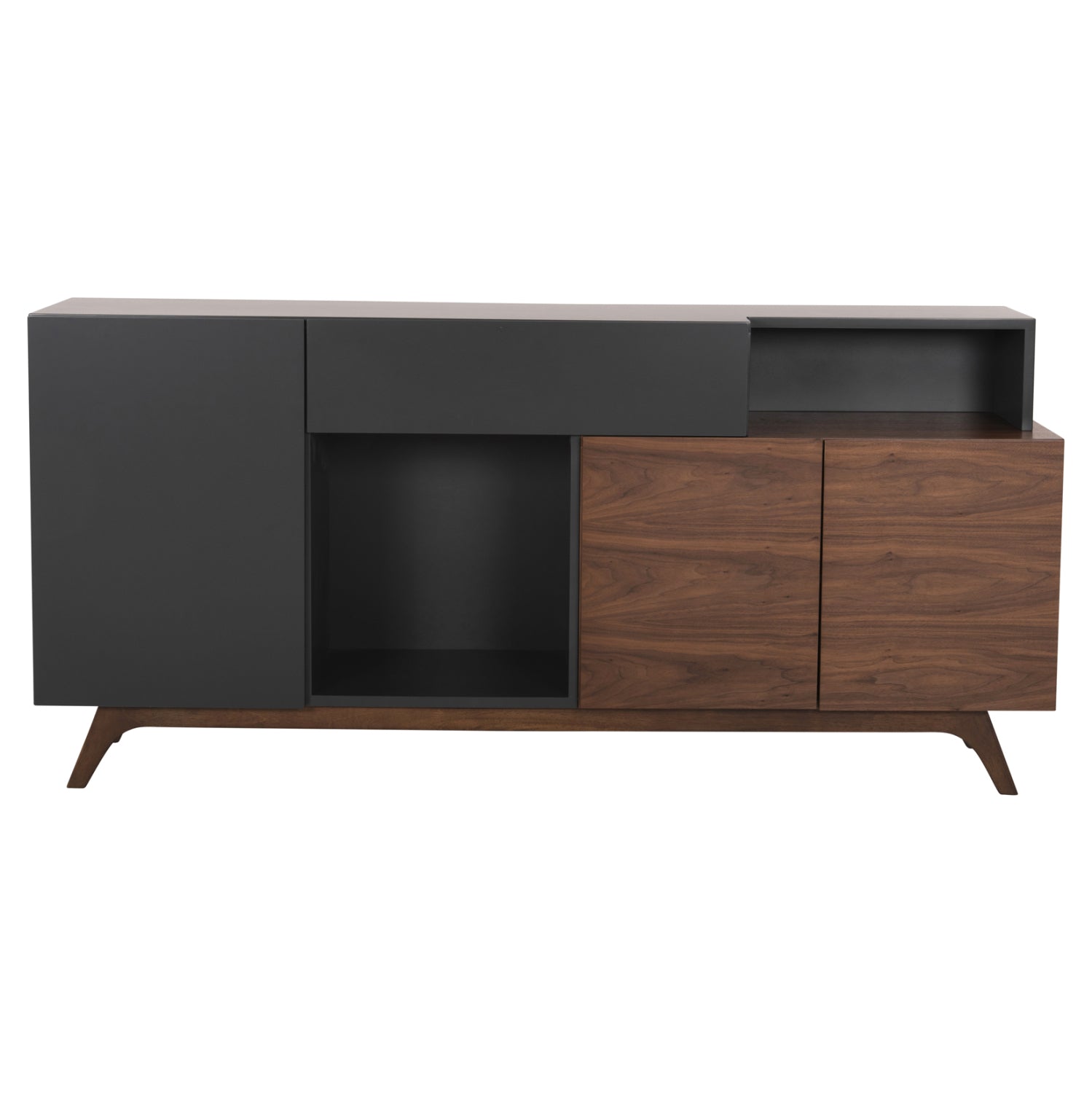 БУФЕТ PREDA MDF с орехов и тъмно сив фурнир 167x28-40x80Hсм.