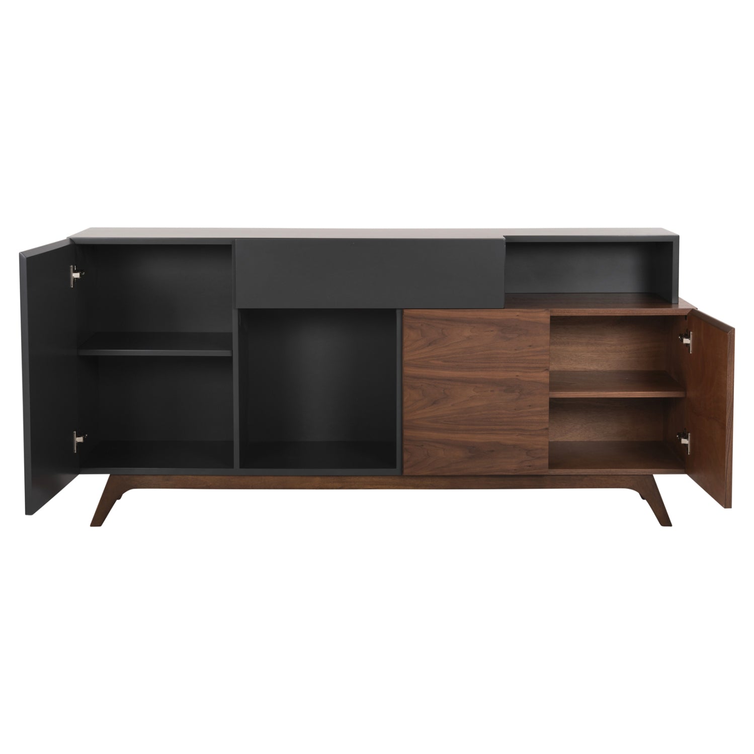 БУФЕТ PREDA MDF с орехов и тъмно сив фурнир 167x28-40x80Hсм.