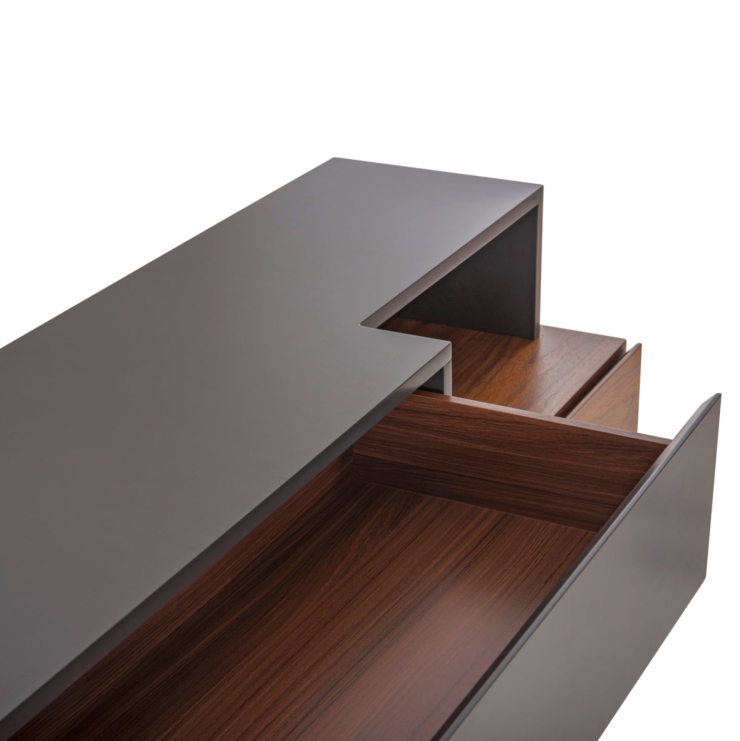 БУФЕТ PREDA MDF с орехов и тъмно сив фурнир 167x28-40x80Hсм.