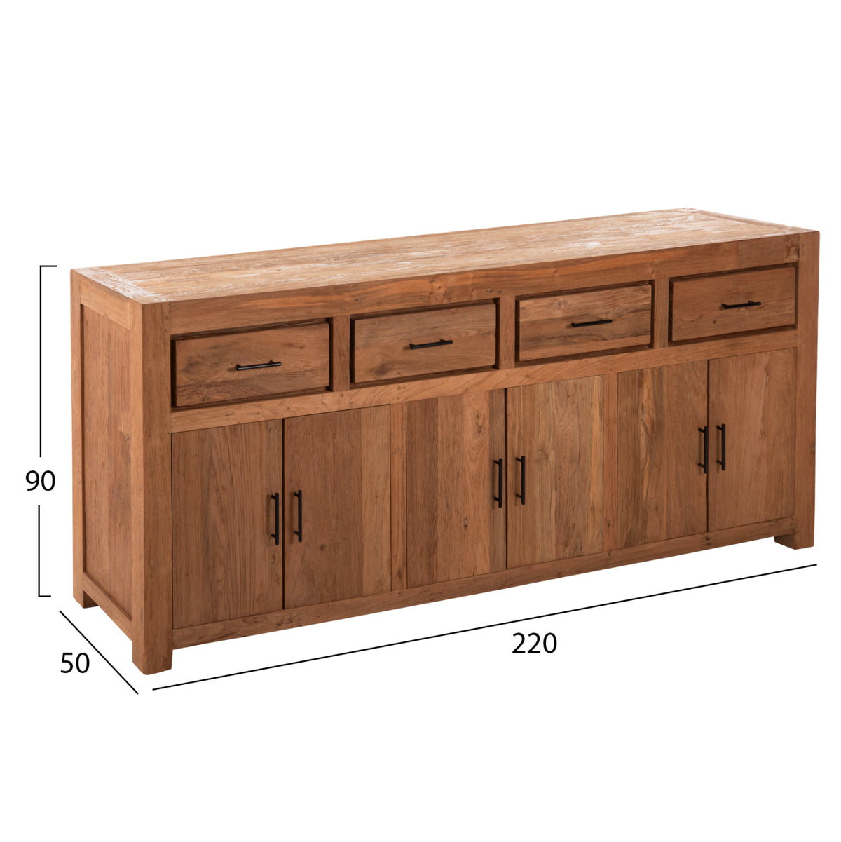 БУФЕТ GRAYSON РЕЦИКЛИРАН ТИК В ЕСТЕСТВЕН ЦВЯТ 220x50x90Hсм.