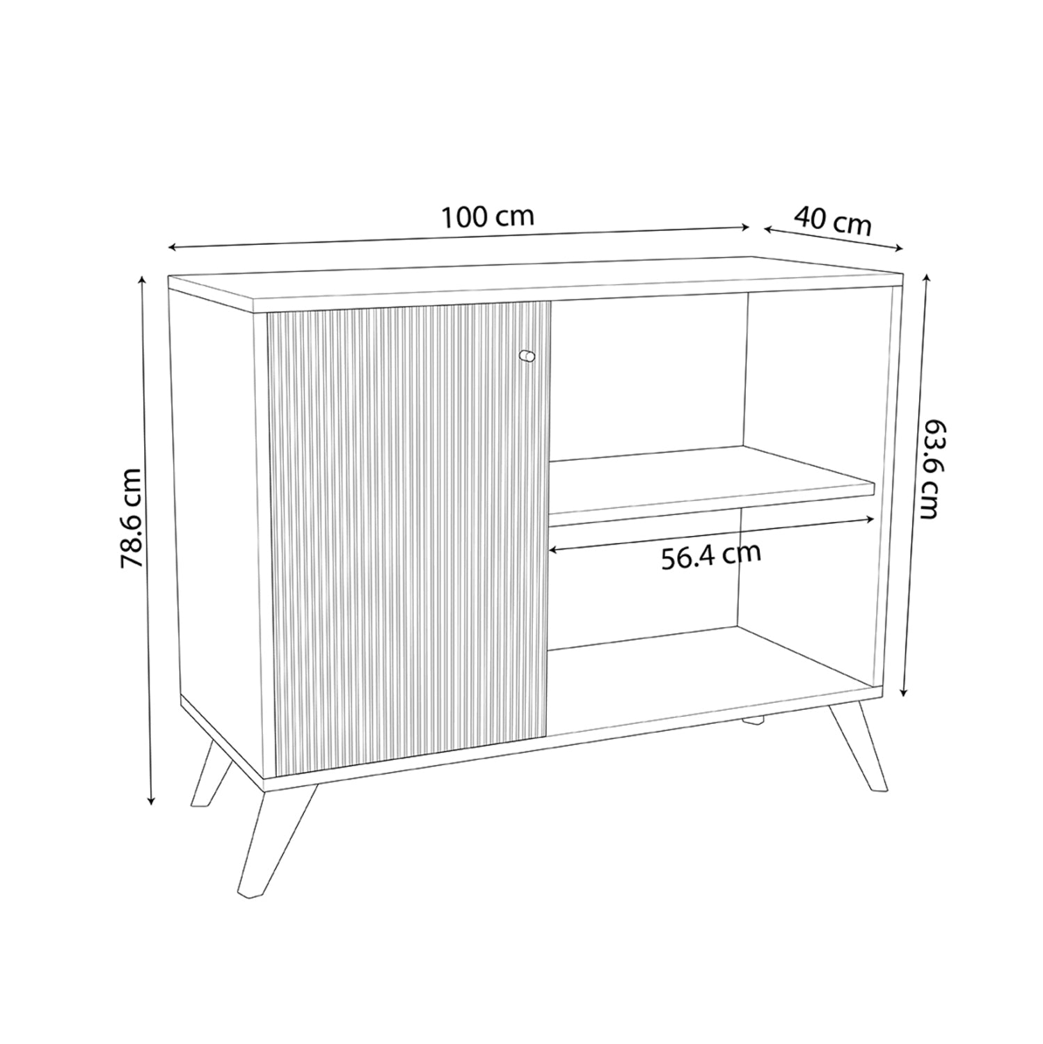 Буфет KRUDEN меламин черно-натурално 100x40x78.5Hсм.