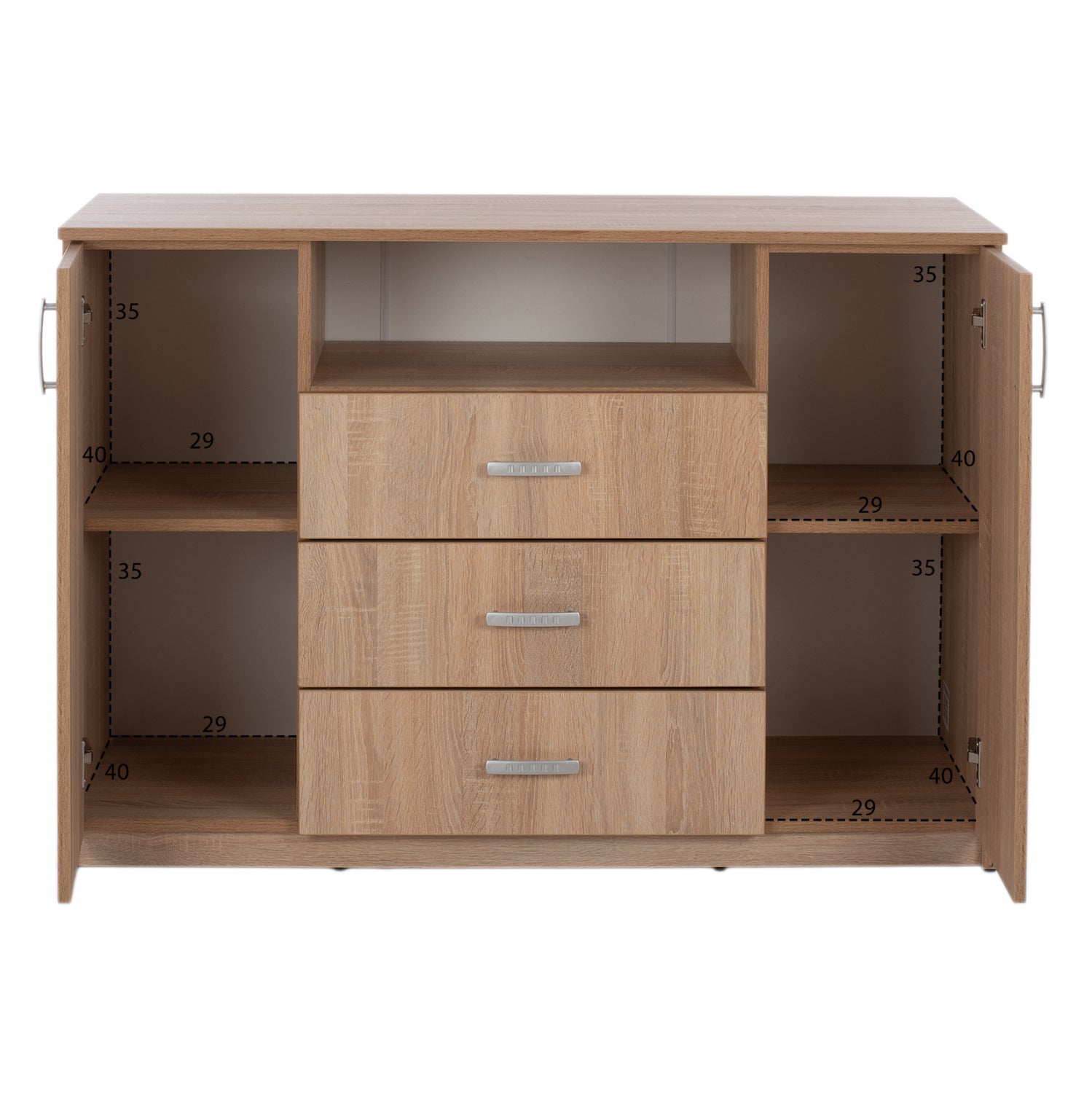 Буфет с 2 шкафа и 3 чекмеджета Sonoma дъб 120x45x85 см.