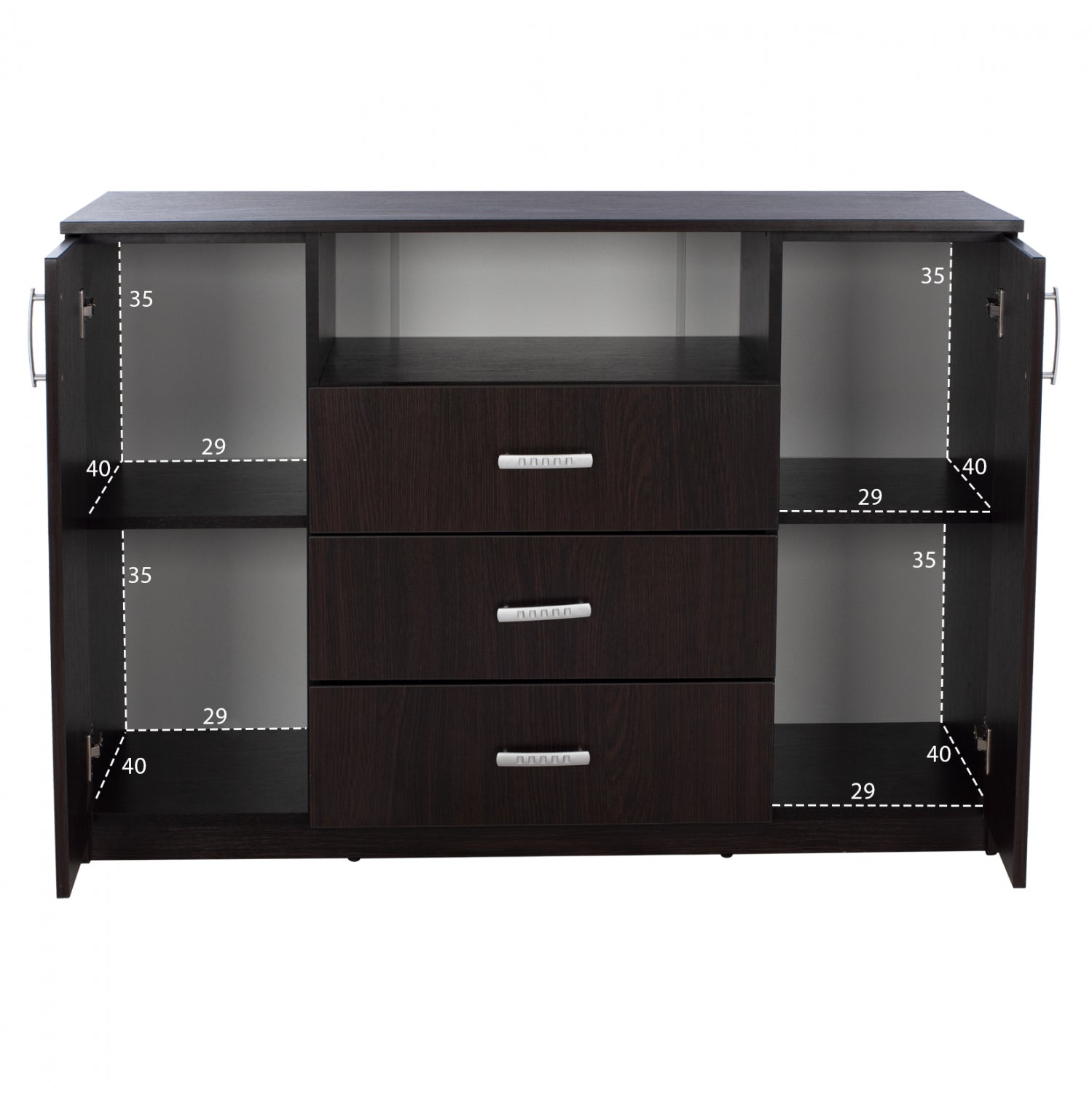 Буфет с 2 врати и 3 чекмеджета Adler венге 120x45x85 см.