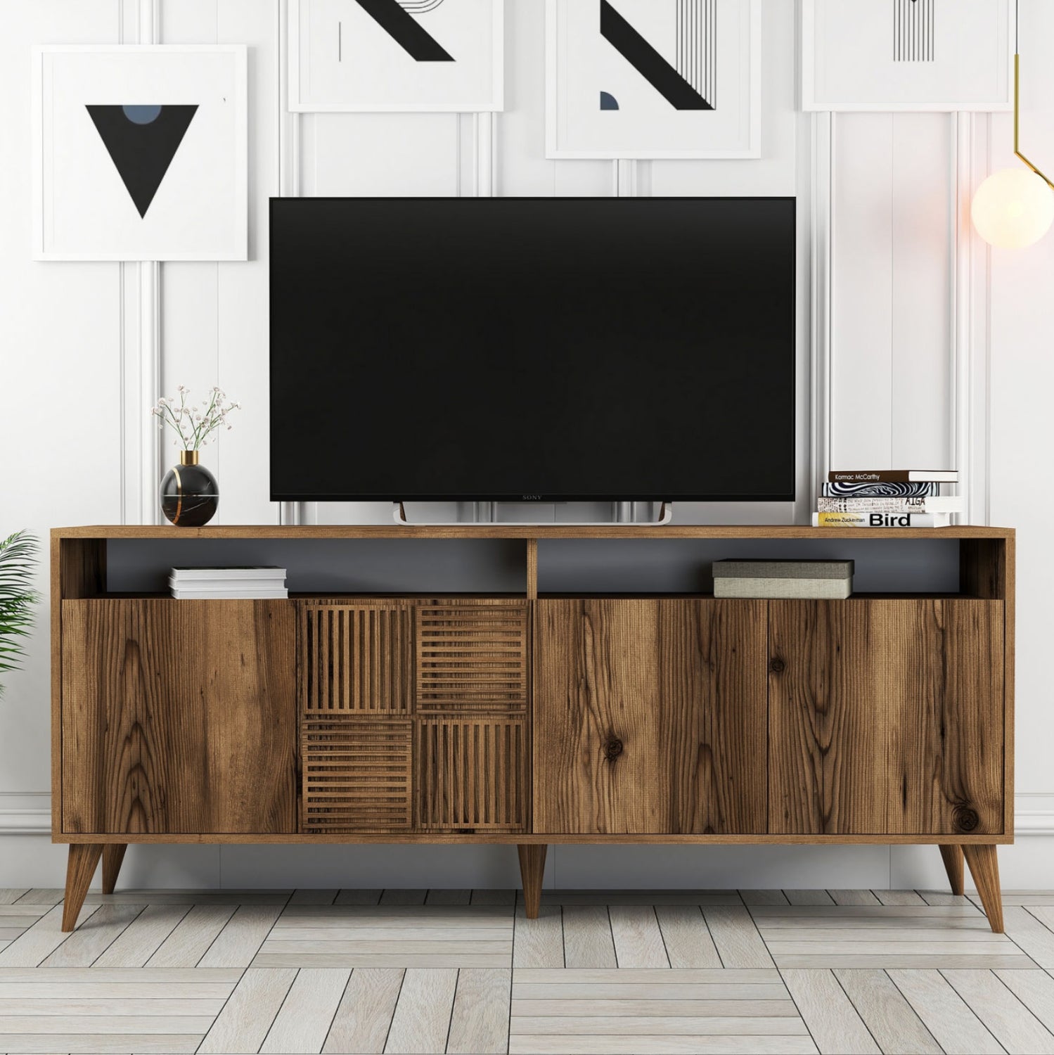 БУФЕТ МЕЛАМИН В ЦВЯТ ОРЕХ 180x35x78.6Hсм.