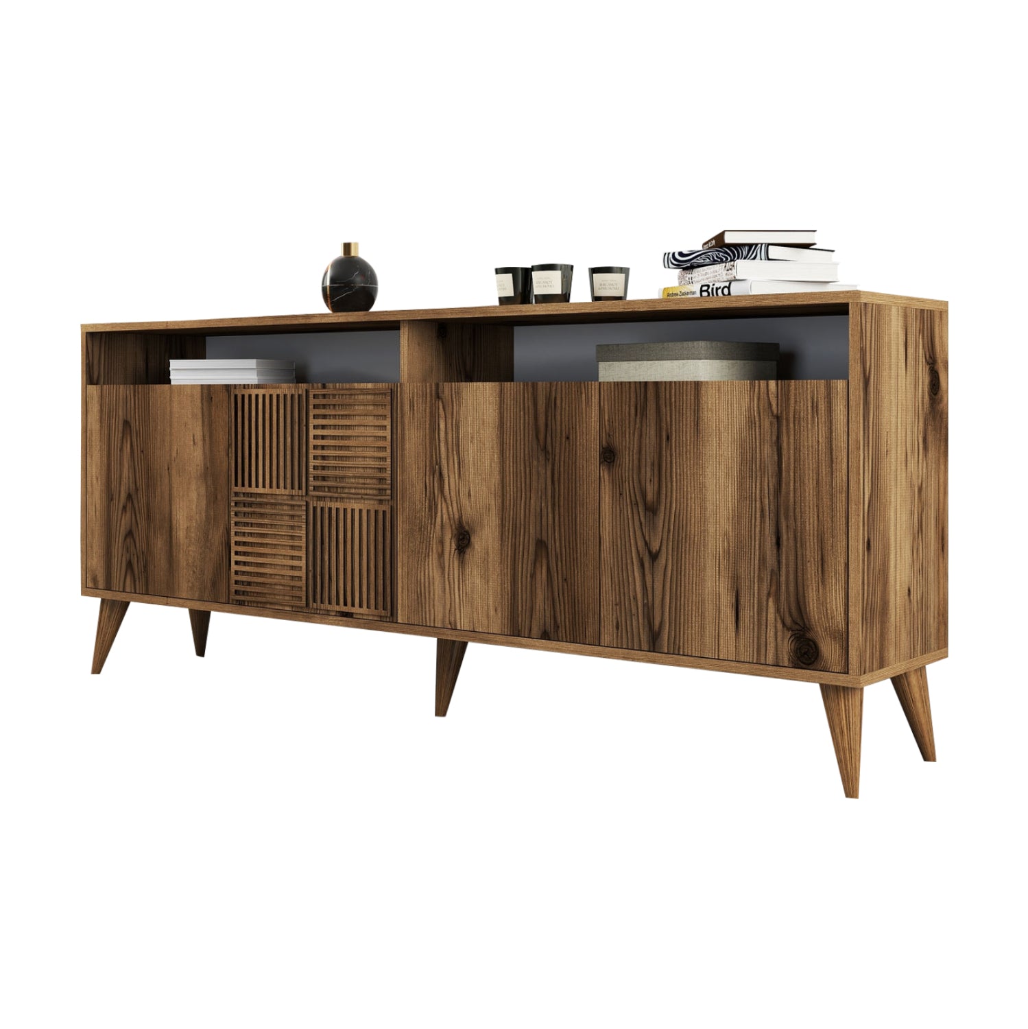 БУФЕТ МЕЛАМИН В ЦВЯТ ОРЕХ 180x35x78.6Hсм.