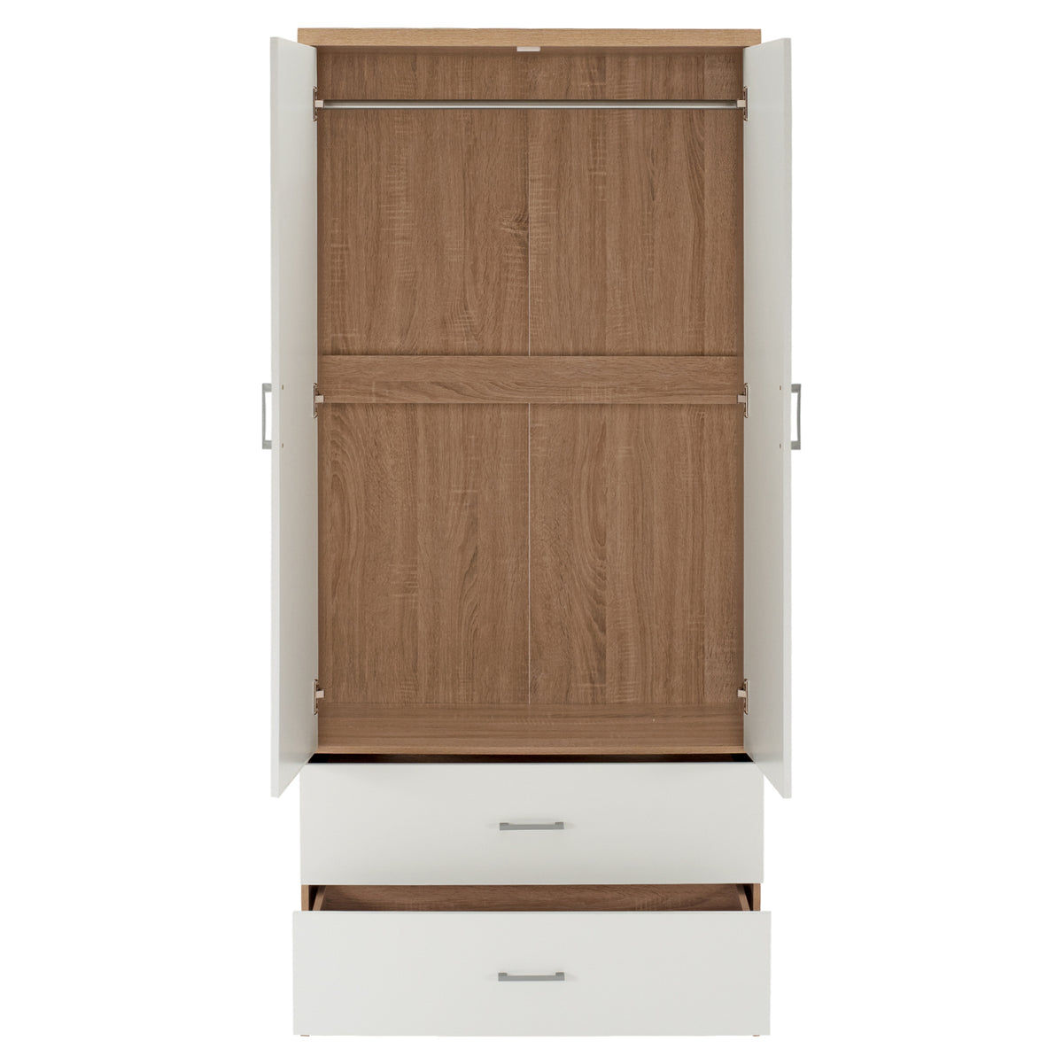 Гардероб с 2 врати и 2 чекмеджета Sonama-бял 80x42,5Х180,5Y cm.