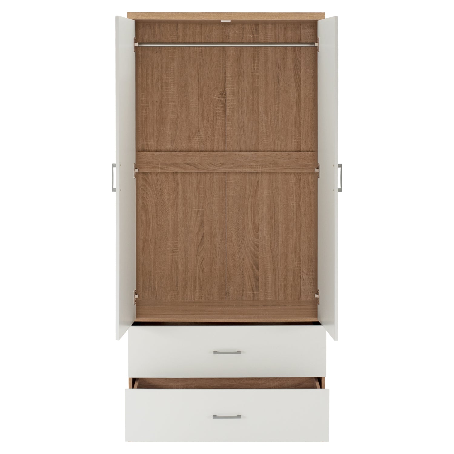 Гардероб с 2 врати и 2 чекмеджета Sonama-бял 80x42,5Х180,5Y cm.