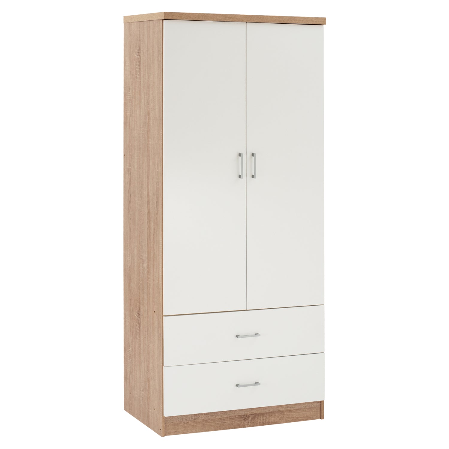 Гардероб с 2 врати и 2 чекмеджета Sonama-бял 80x42,5Х180,5Y cm.