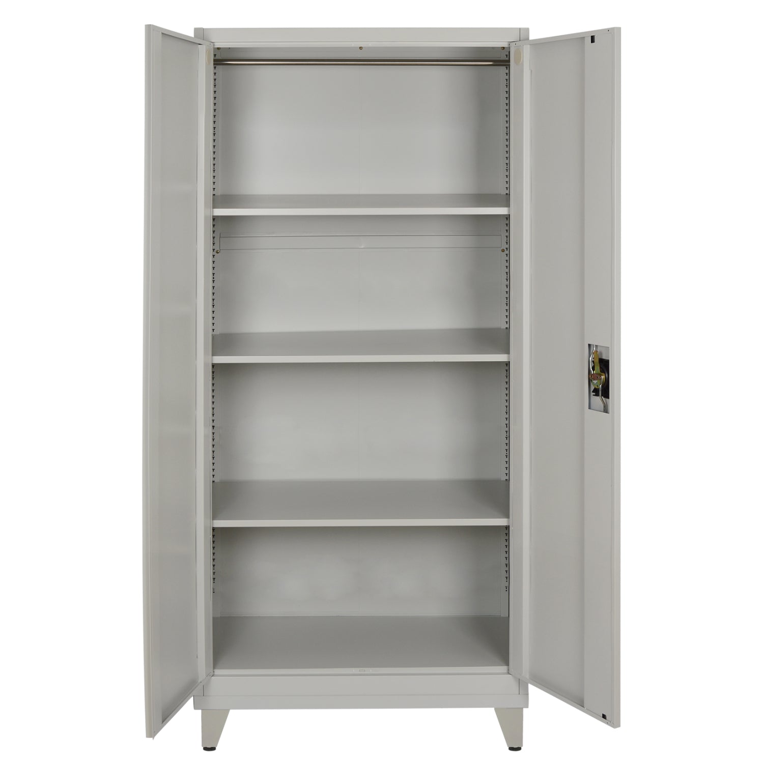 ГАРДЕРОБ 2-КРИЛЕН МЕТАЛЕН HRONDA С 3 РАФТА, КЛЮЧАЛКА И КРАКА 70x40x180Hcm.
