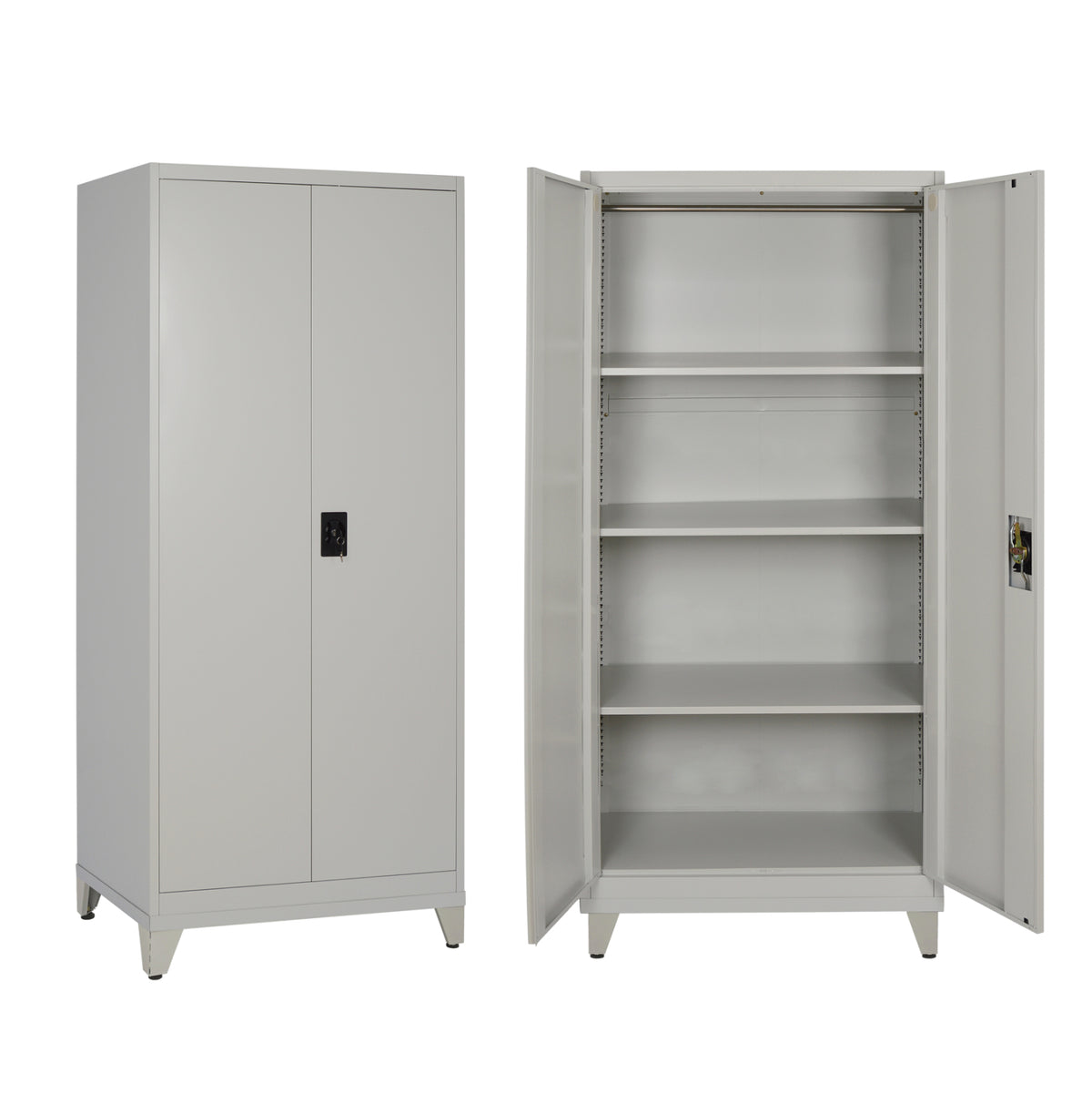 ГАРДЕРОБ 2-КРИЛЕН МЕТАЛЕН HRONDA С 3 РАФТА, КЛЮЧАЛКА И КРАКА 70x40x180Hcm.