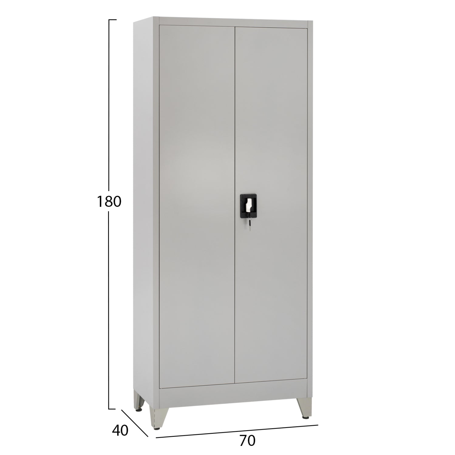 ГАРДЕРОБ 2-КРИЛЕН МЕТАЛЕН HRONDA С ПРЕГРАДИТЕЛ, КЛЮЧАЛКА И КРАКА 70x40x180Hcm.