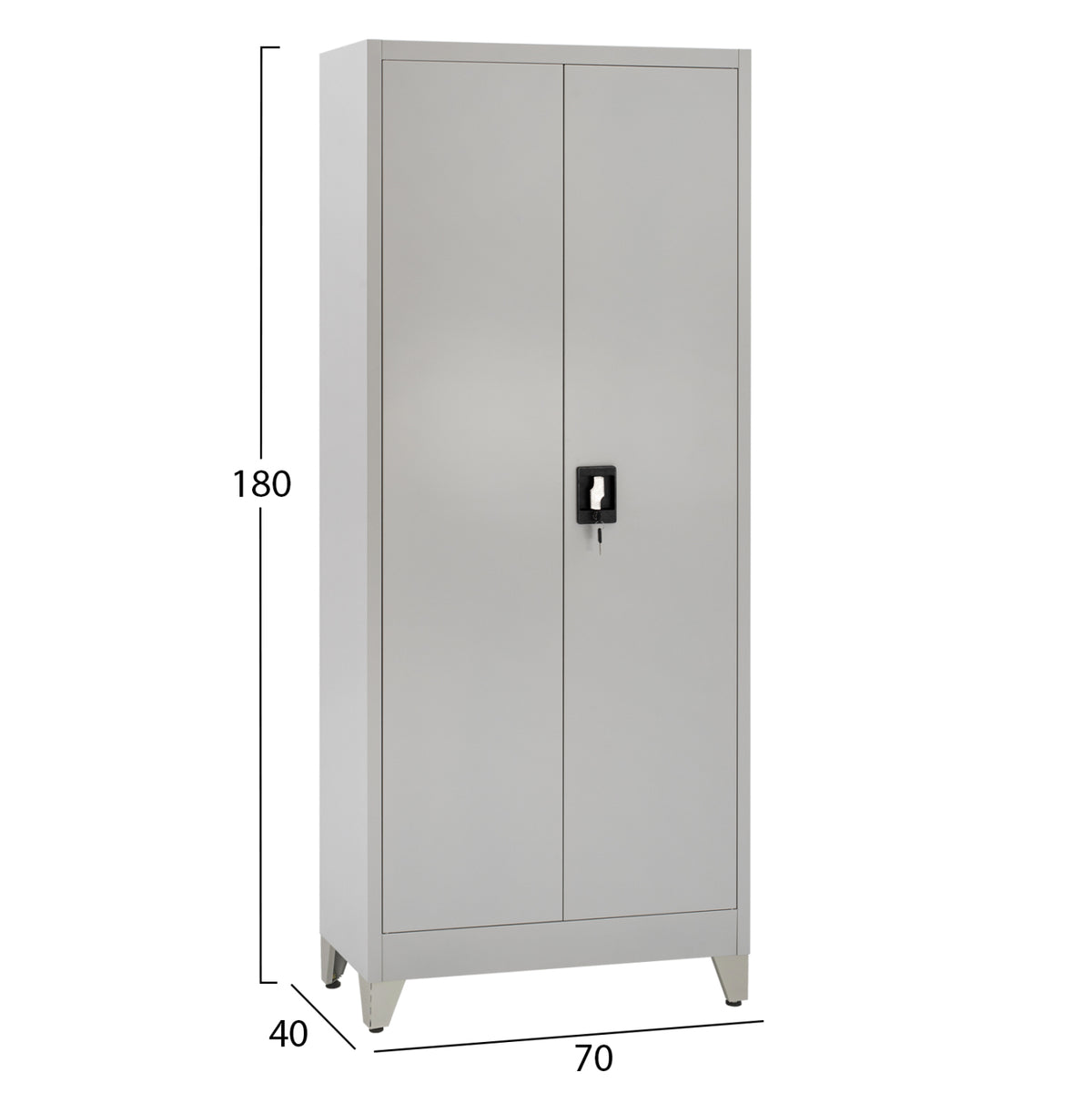 ГАРДЕРОБ 2-КРИЛЕН МЕТАЛЕН HRONDA С ПРЕГРАДИТЕЛ, КЛЮЧАЛКА И КРАКА 70x40x180Hcm.