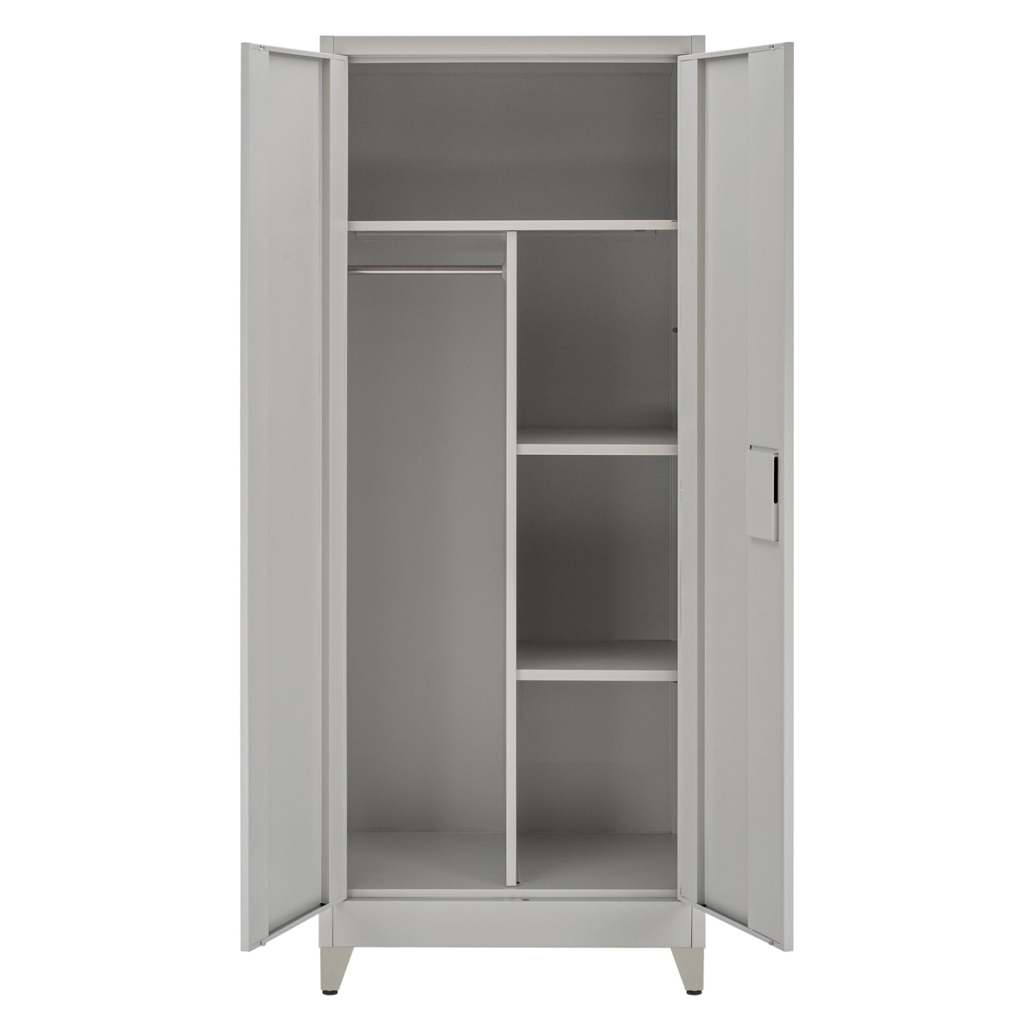 ГАРДЕРОБ 2-КРИЛЕН МЕТАЛЕН HRONDA С ПРЕГРАДИТЕЛ, КЛЮЧАЛКА И КРАКА 70x40x180Hcm.