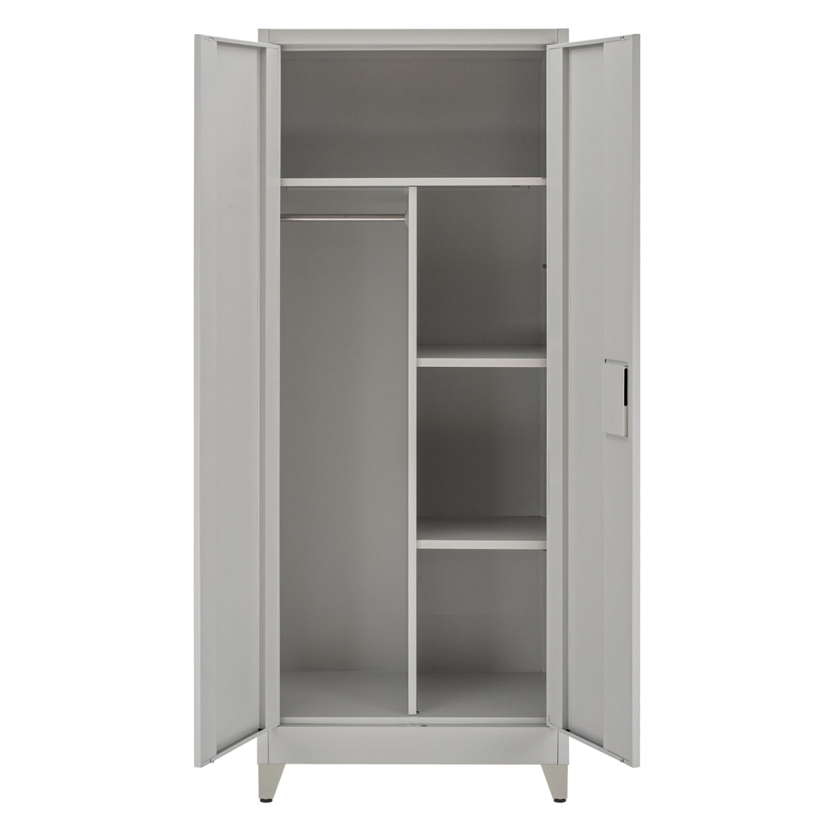 ГАРДЕРОБ 2-КРИЛЕН МЕТАЛЕН HRONDA С ПРЕГРАДИТЕЛ, КЛЮЧАЛКА И КРАКА 70x40x180Hcm.