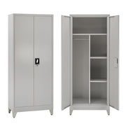 ГАРДЕРОБ 2-КРИЛЕН МЕТАЛЕН HRONDA С ПРЕГРАДИТЕЛ, КЛЮЧАЛКА И КРАКА 70x40x180Hcm.