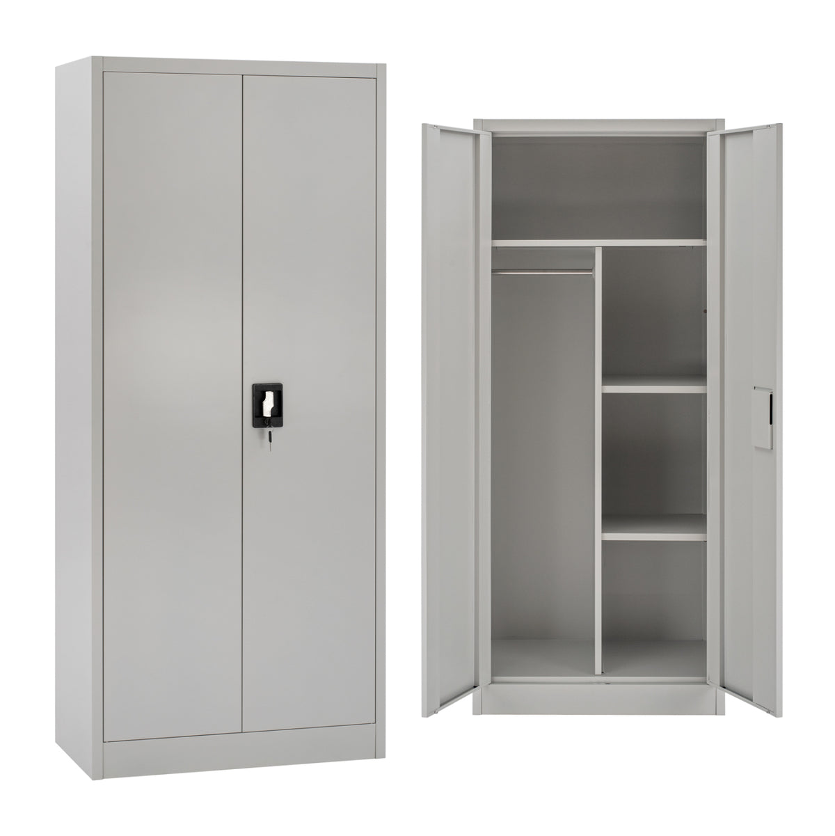 ГАРДЕРОБ 2-КРИЛЕН МЕТАЛЕН HRONDA С РАЗДЕЛИТЕЛ И КЛЮЧАЛКА 70x40x170Hсм.
