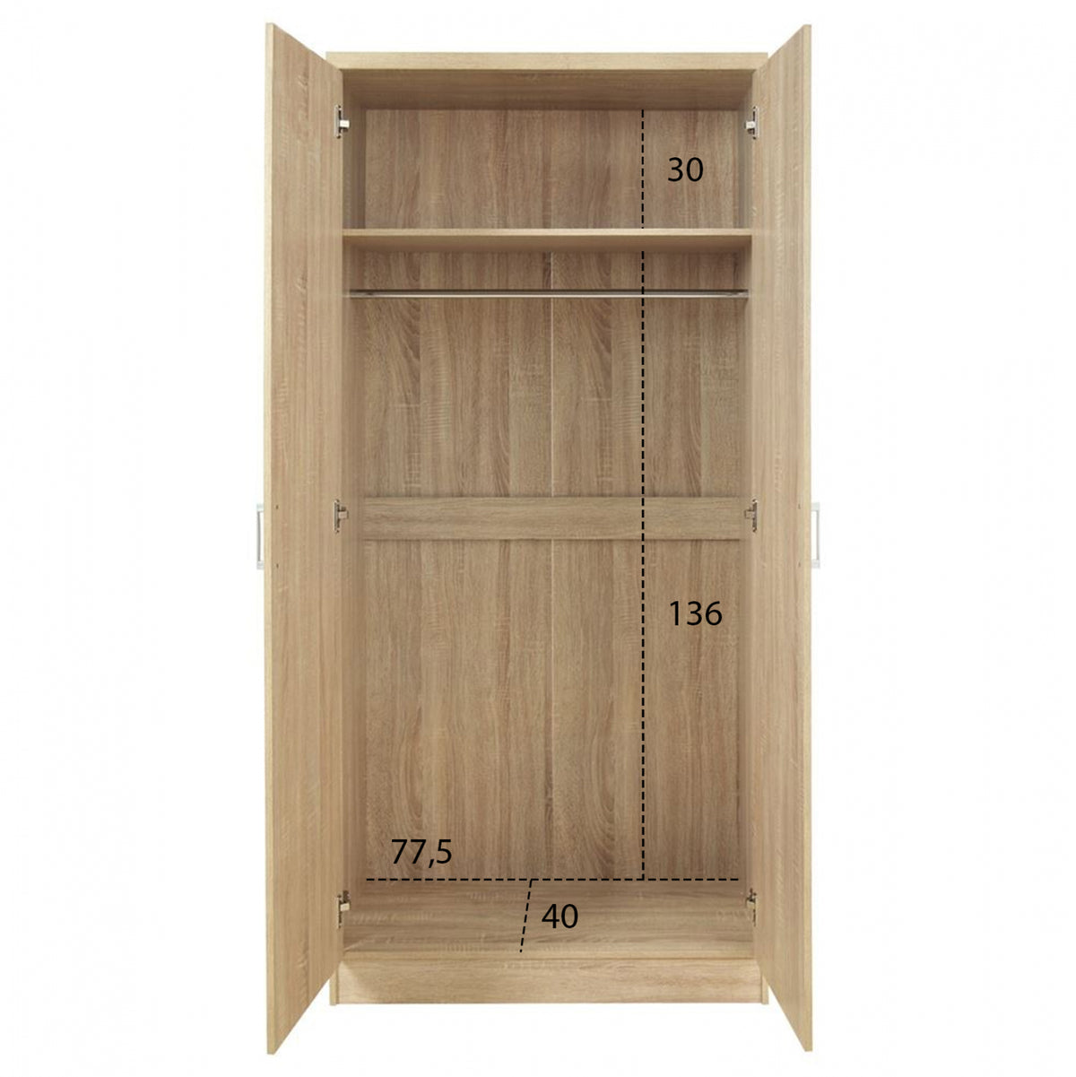 Гардероб 2 врати sonama 80x43x181