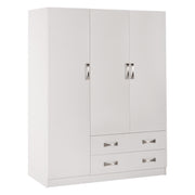 Гардероб с 3 врати CARLY с 2 чекмеджета бял 150x55x180 см