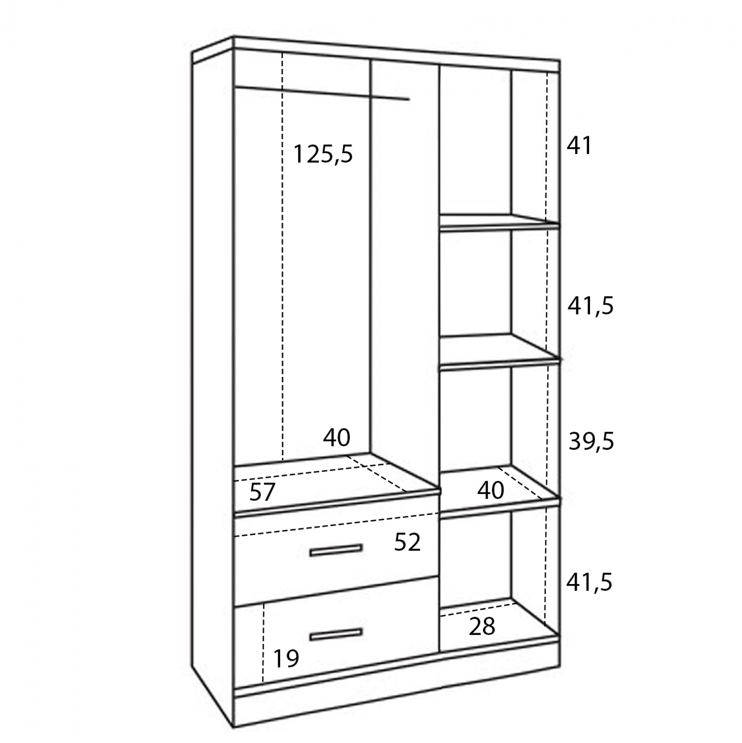 Гардероб с 3 врати и 2 чекмеджета Zebrano 89x42,5x181