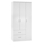 Гардероб с 3 врати и 2 чекмеджета в бяло 89x42,5x181 см.