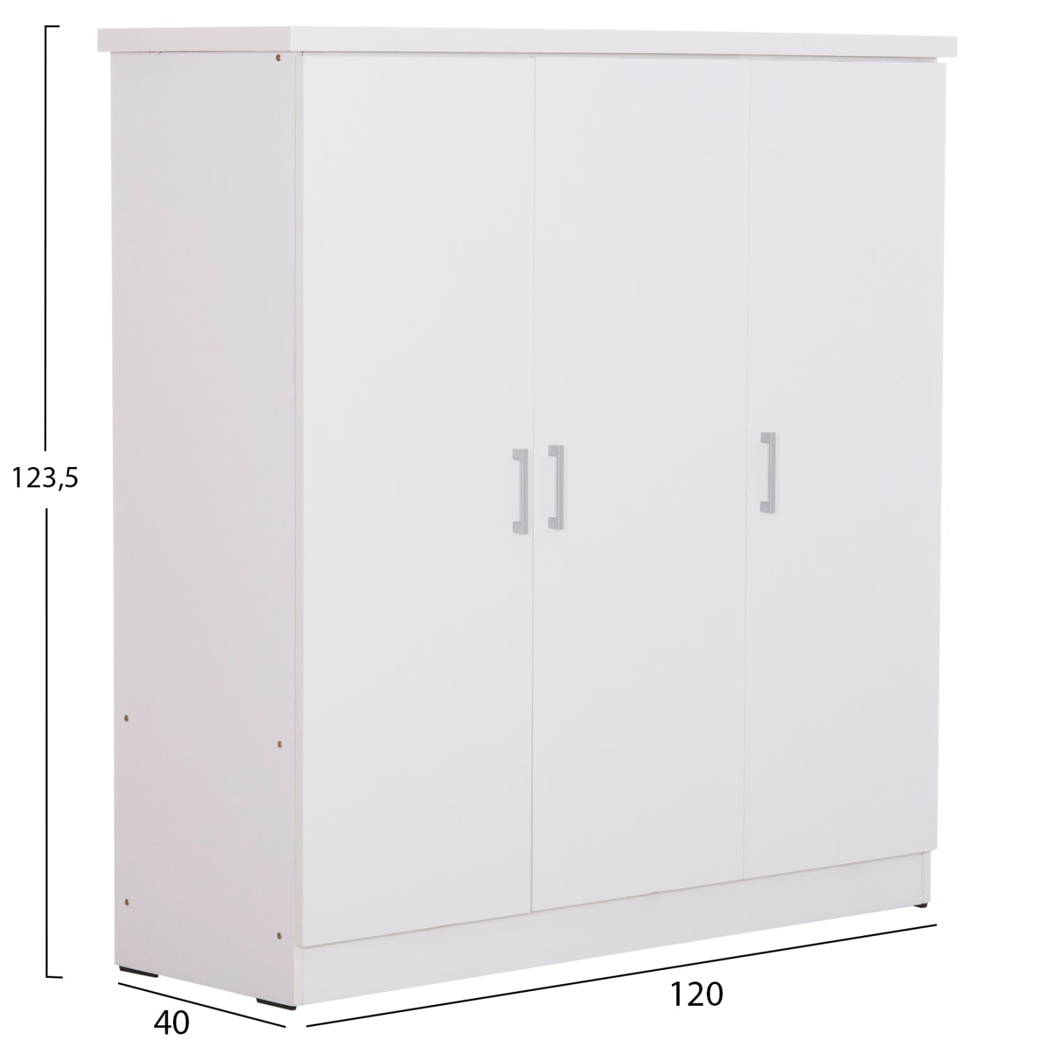 ГАРДЕРОБ 3-ВРАТИ С РАФТОВЕ FUENTO МЕЛАМИН В БЯЛО 120-116x40x123.5Hсм.
