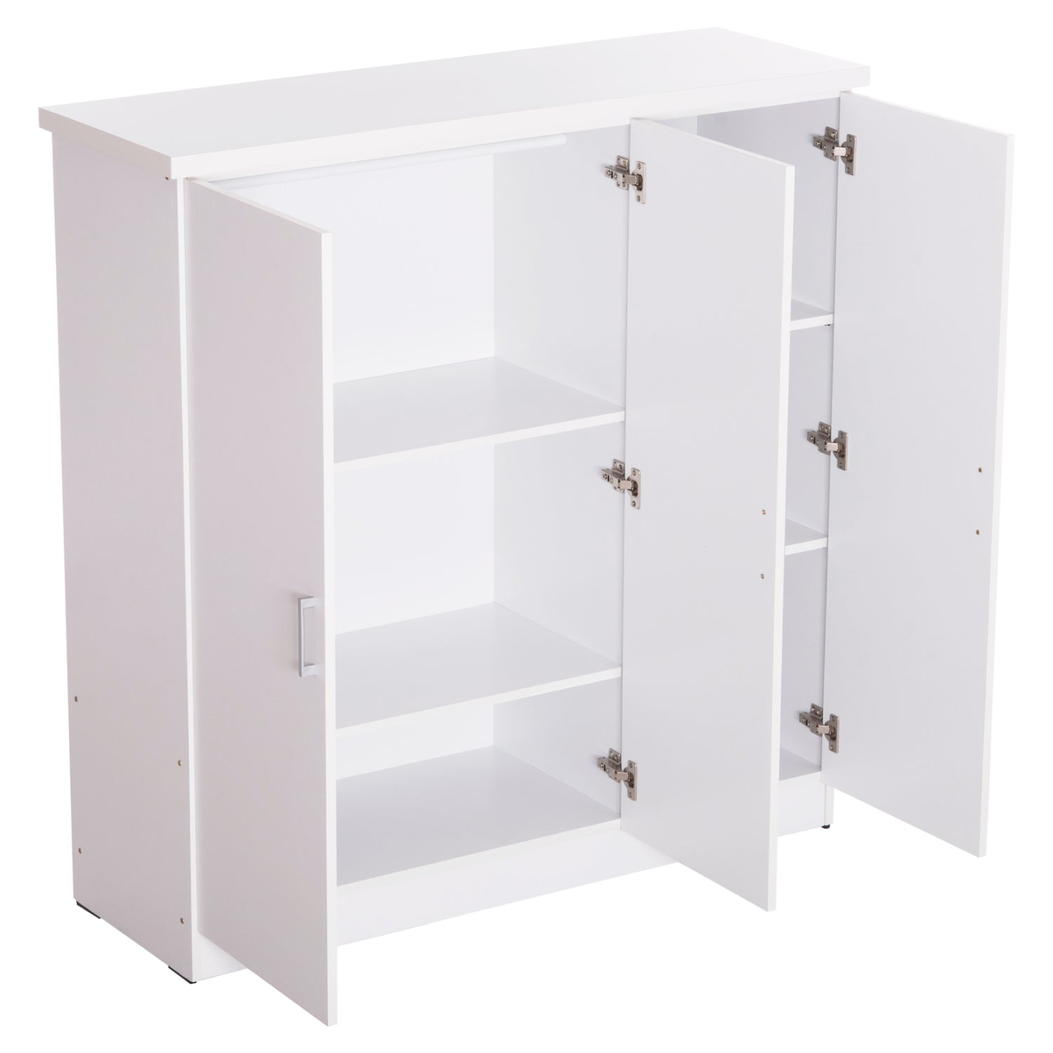 ГАРДЕРОБ 3-ВРАТИ С РАФТОВЕ FUENTO МЕЛАМИН В БЯЛО 120-116x40x123.5Hсм.
