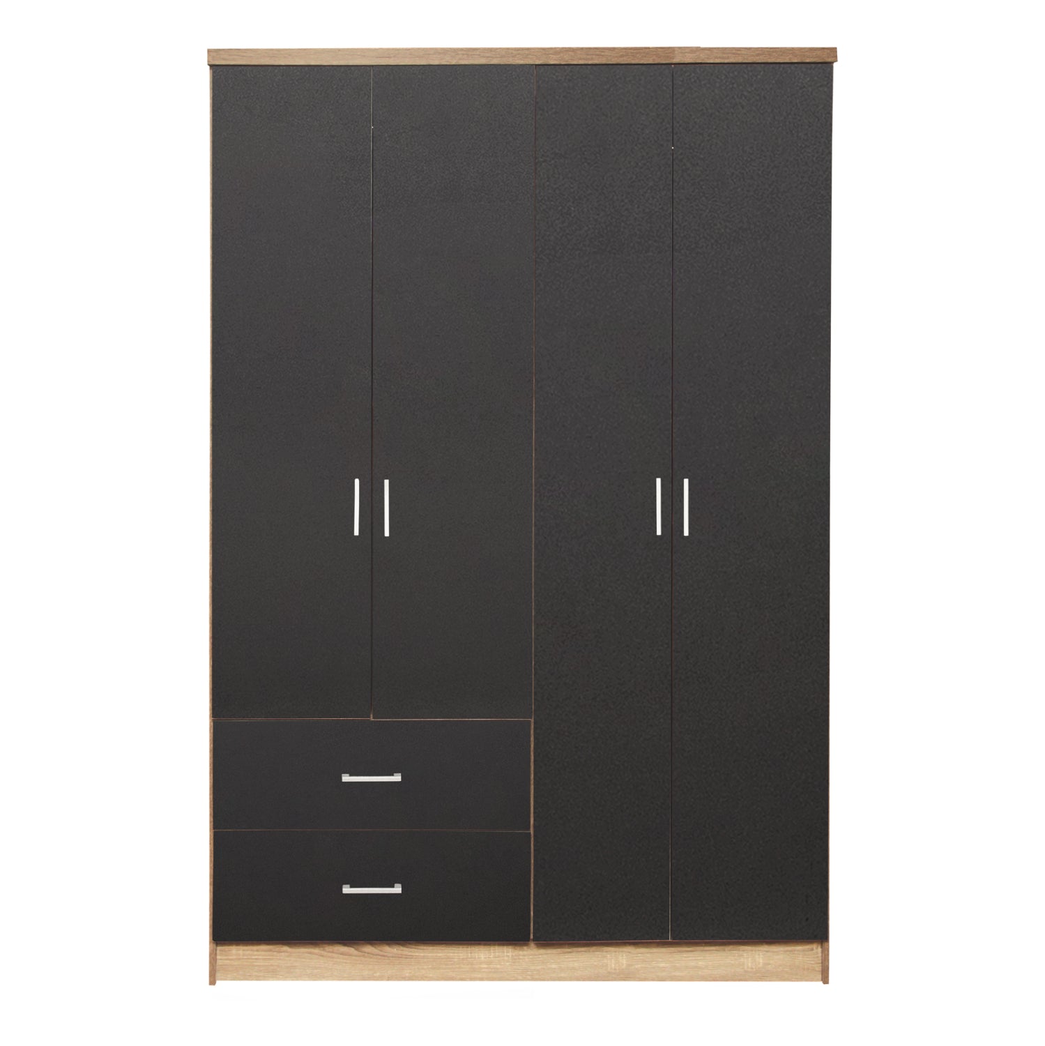 Гардероб с 4 врати и 2 чекмеджета Sonama-Сиво 120x42x181cm