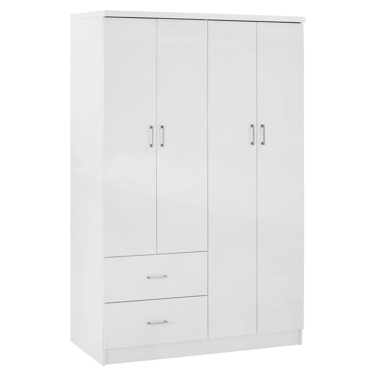 Гардероб с 4 врати и 2 чекмеджета бял 120x42,5Х180,5 cm.