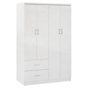 Гардероб с 4 врати и 2 чекмеджета бял 120x42,5Х180,5 cm.
