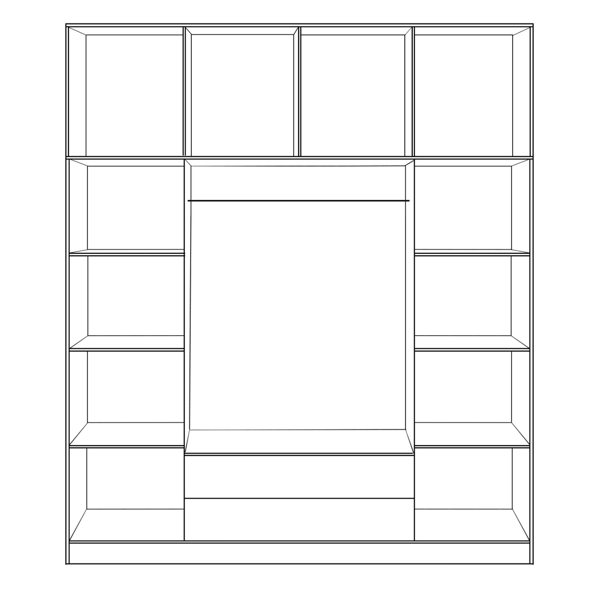 Гардероб 4 врати с Loft 200x240x55.5 и 2 чекмеджета zebrano