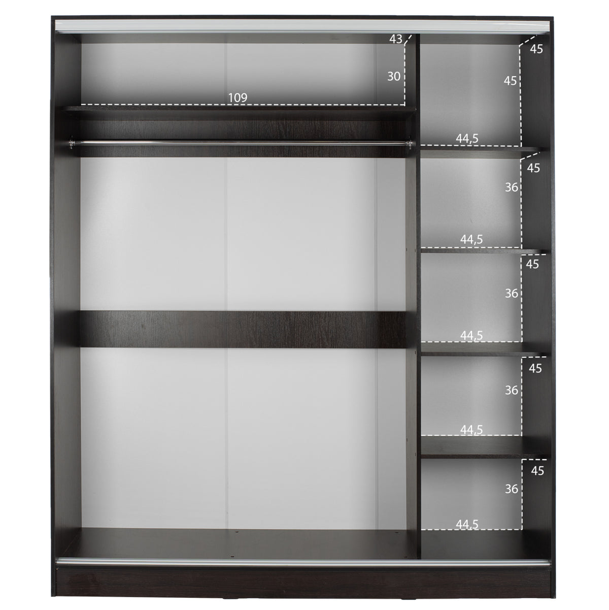 Гардероб 2-крилен ADLER плъзгащи врати огледало венге 160x60x210H