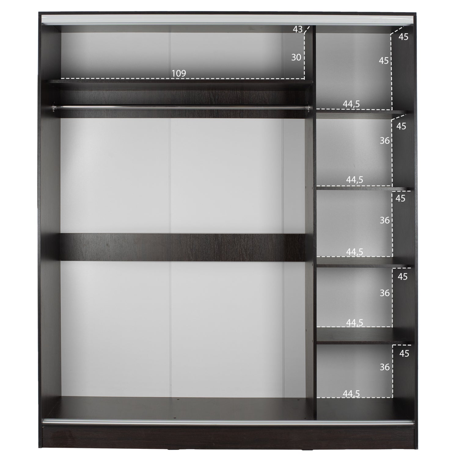 Гардероб 2-крилен ADLER плъзгащи врати огледало венге 160x60x210H
