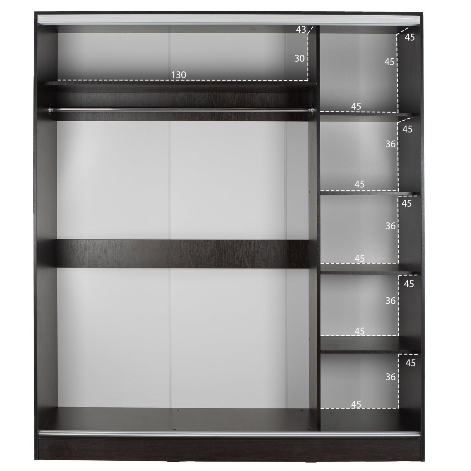 Гардероб 2-крилен ADLER плъзгащи врати огледало венге 160x60x210H