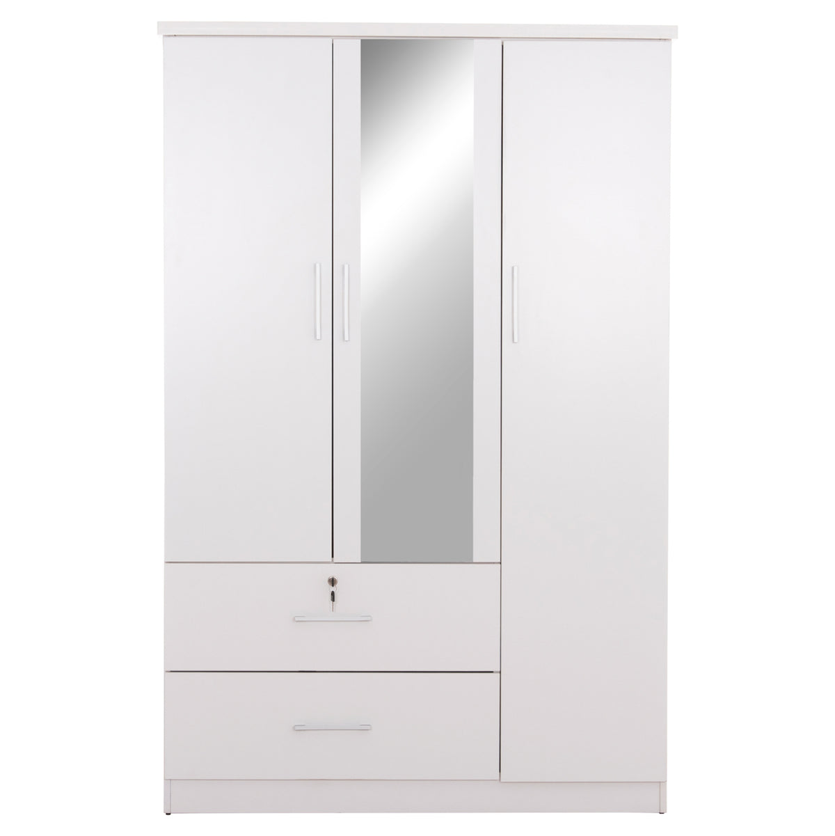 Гардероб с огледало и рафтове JARRY меламин бял 119x48x183Hсм.