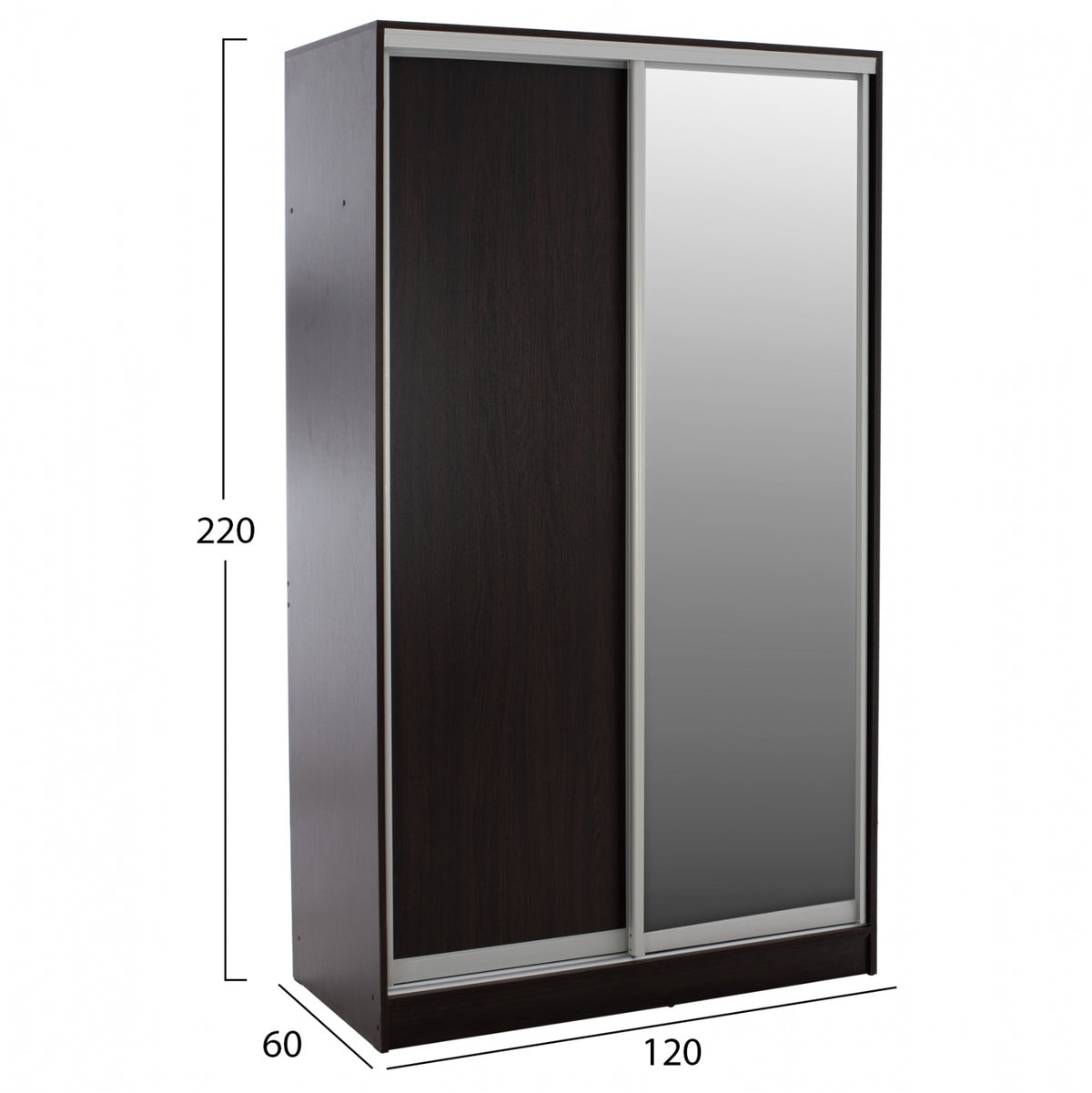 Плъзгащ гардероб Adler меламин 120x60x220 см. двукрилен венге с огледало