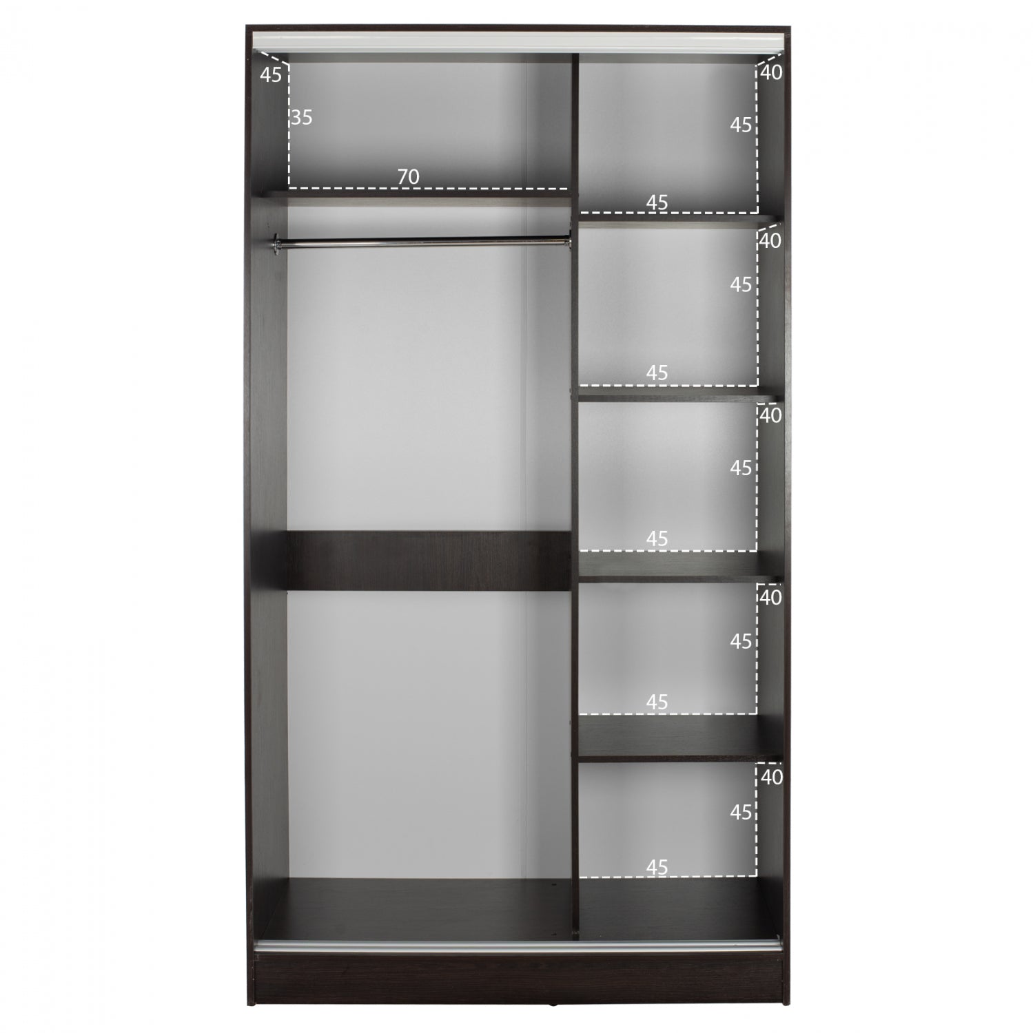 Плъзгащ гардероб Adler меламин 120x60x220 см. двукрилен венге с огледало