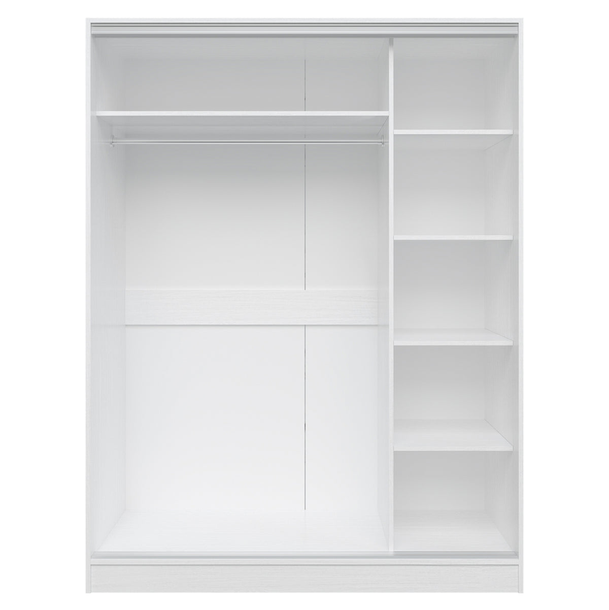 Гардероб с плъзгащи врати и огледало, бял 160x60x210 см
