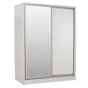 Гардероб с плъзгащи врати и огледало, бял 160x60x210 см