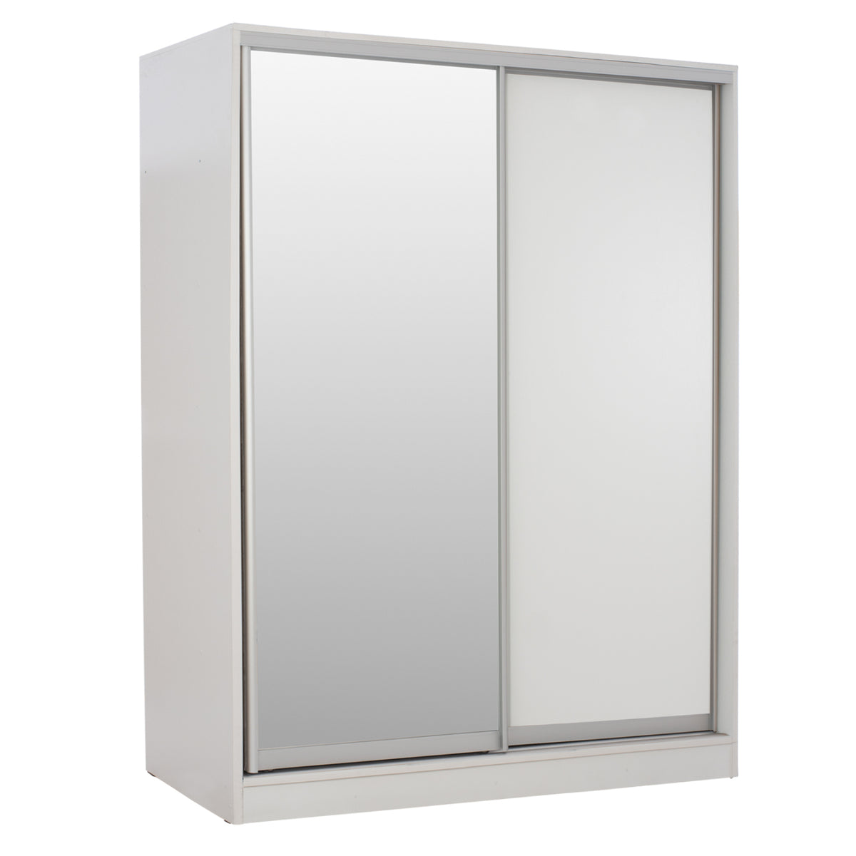 Гардероб с плъзгащи врати и огледало, бял 160x60x210 см