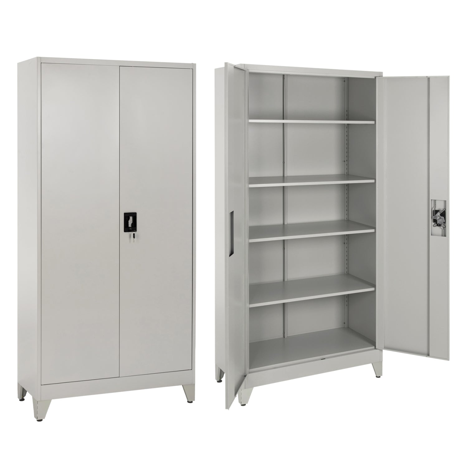 МЕТАЛЕН ГАРДЕРОБ DURON 2-КРИЛЕН С 5 ОТДЕЛЕНИЯ И КРАКА - СИВ 90x40x190Hсм.