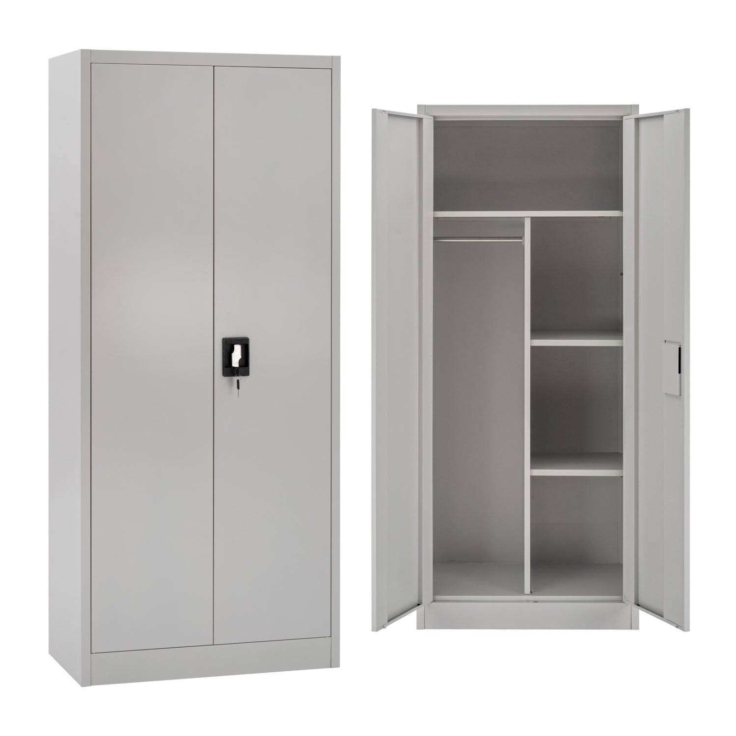 Гардероб метален с 2 врати светлосив 90x45x180Hсм.