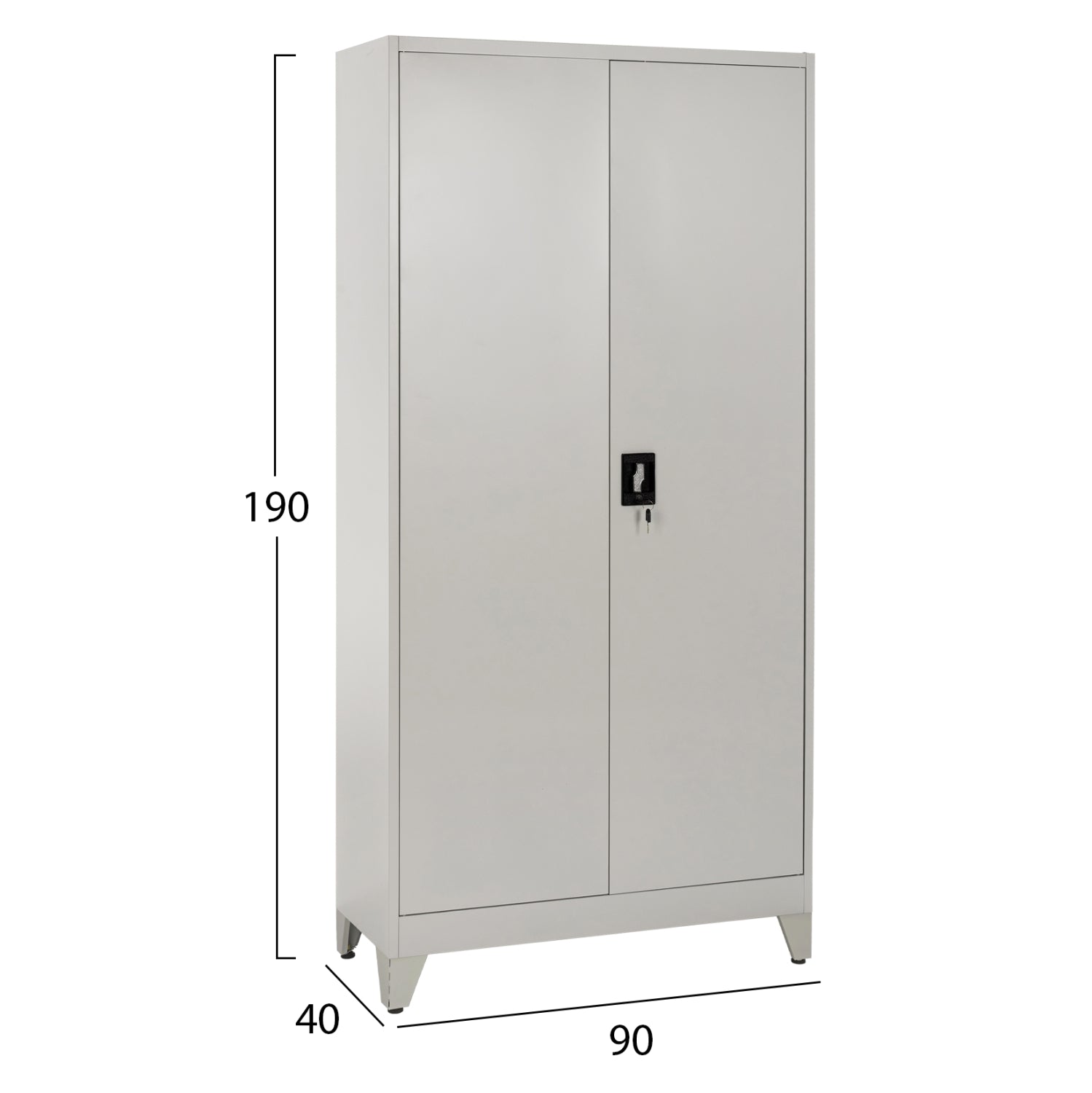 МЕТАЛЕН ГАРДЕРОБ С КРАКА CLOD 2-КРИЛЕН С ПРЕГРАДИТЕЛ-СВЕТЛО СИВ 90x40x190Hсм.