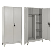 МЕТАЛЕН ГАРДЕРОБ С КРАКА CLOD 2-КРИЛЕН С ПРЕГРАДИТЕЛ-СВЕТЛО СИВ 90x40x190Hсм.