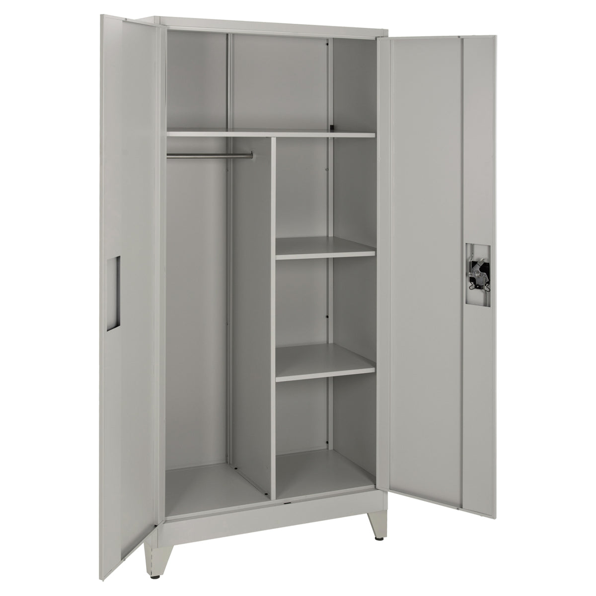 МЕТАЛЕН ГАРДЕРОБ С КРАКА CLOD 2-КРИЛЕН С РАЗДЕЛИТЕЛ - СВЕТЛО СИВ 90x40x190Hсм.